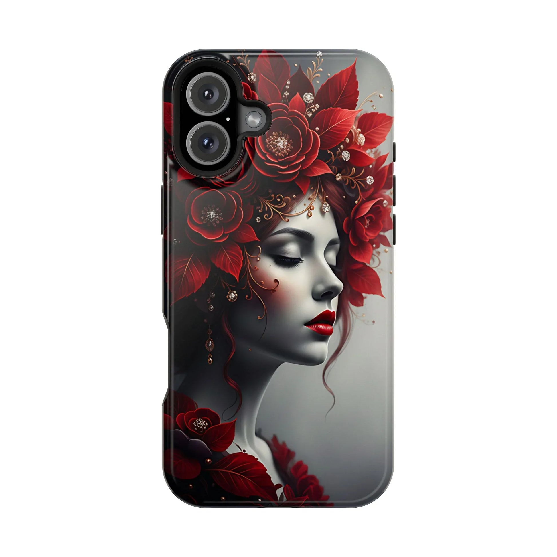 Scarlet Bloom Portrait Phone Case for iPhone 13-17 - KARARMDESIGN