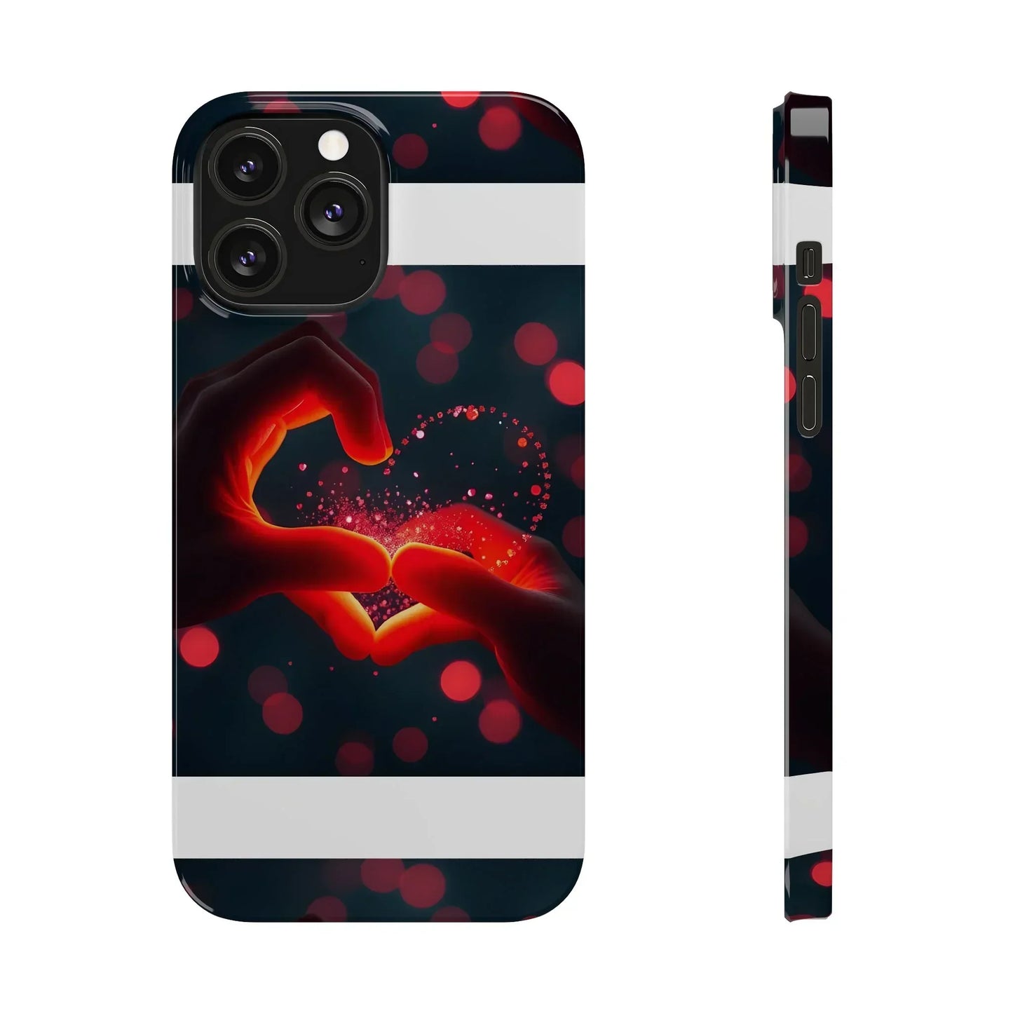 "Heart Hands Glow" Phone Case for iPhone 7 to 16 Series Models - KarArmDesign