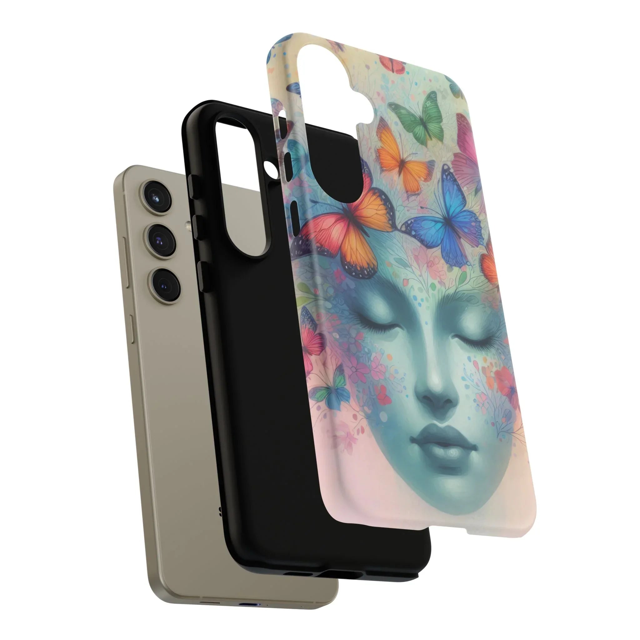 Butterfly Bloom Dreamy Woman Phone Case for Galaxy and Pixel - KARARMDESIGN