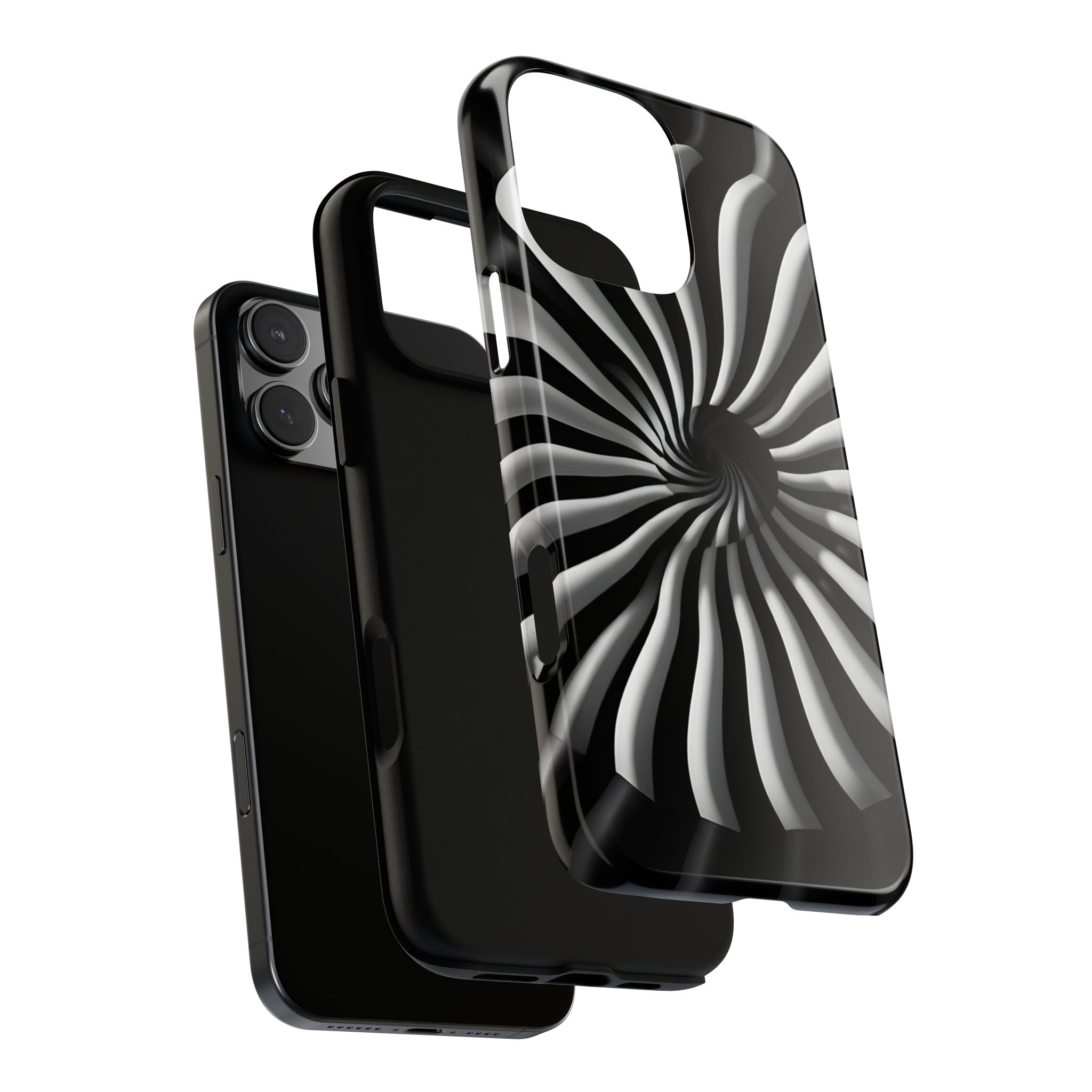 Hypnotic Black and White Spiral Phone Case – Optical Illusion Design for iPhone & Galaxy
