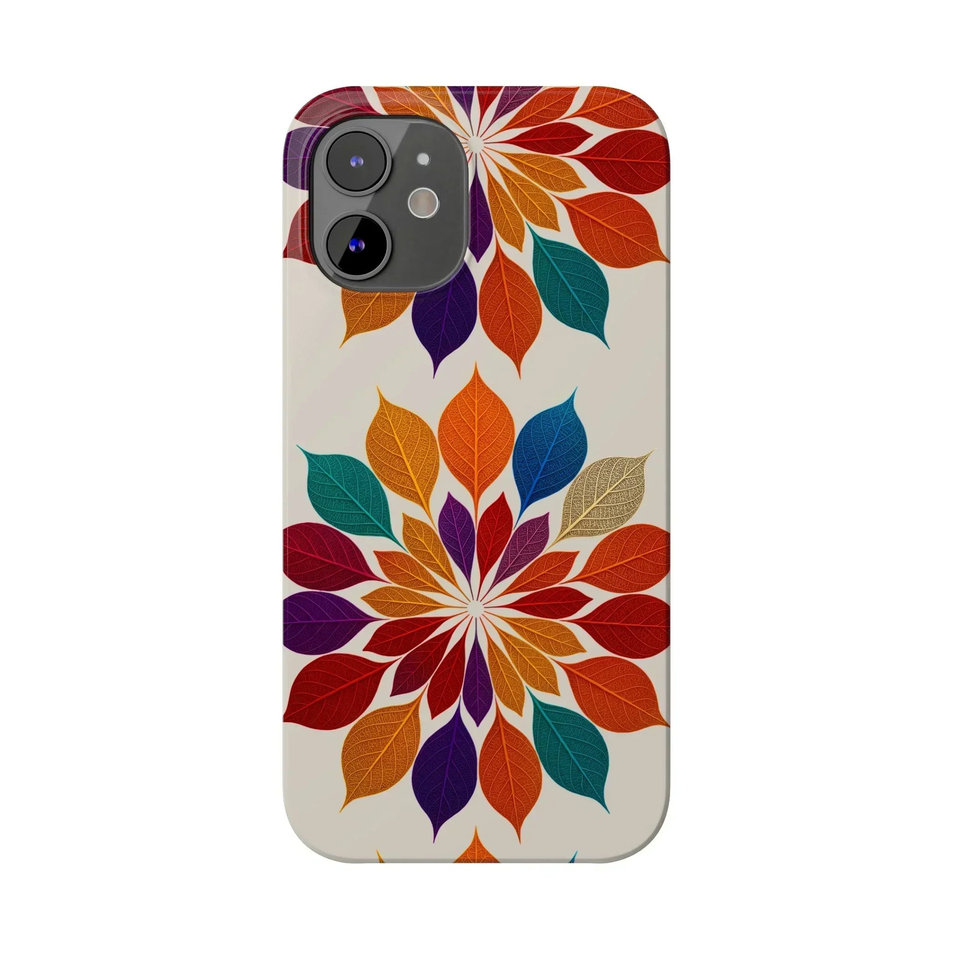 Leaf Mandala Botanical Burst Design Slim Phone Case for iPhone 7-16 Models - KarArmDesign