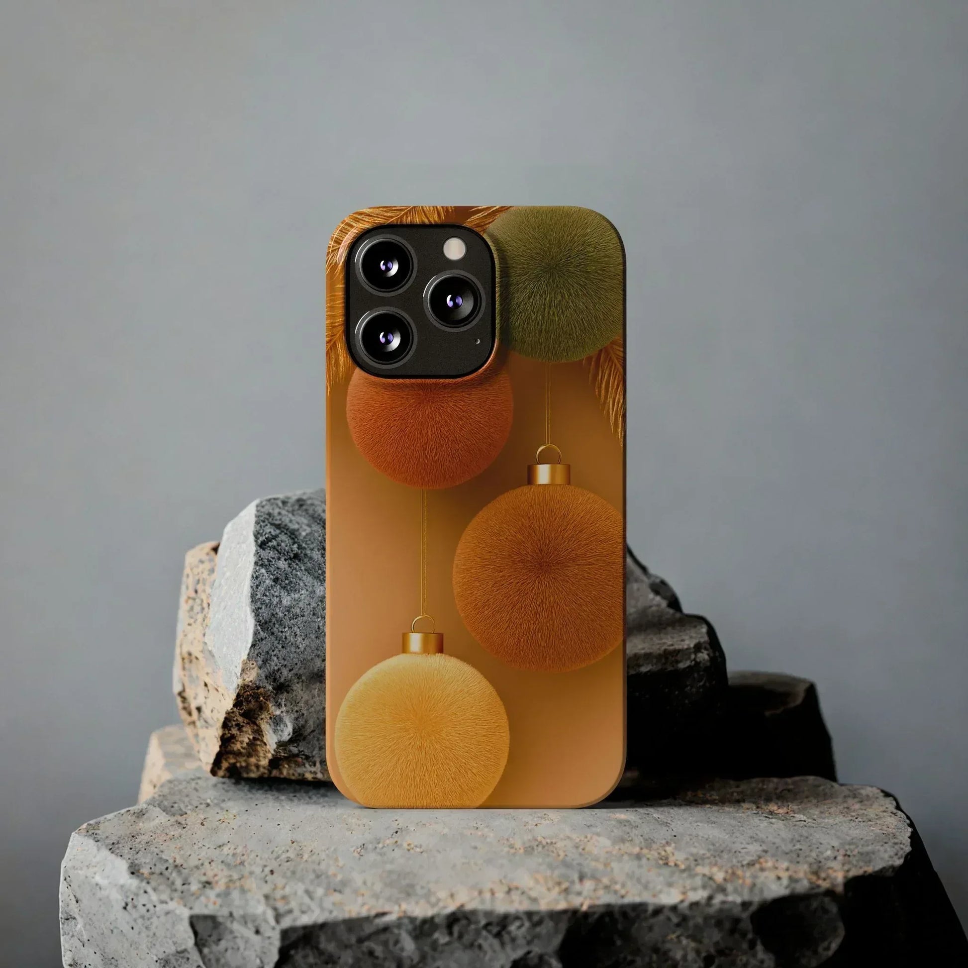 Golden Fuzz Ornaments Phone Case for iPhone 11-17 - KARARMDESIGN