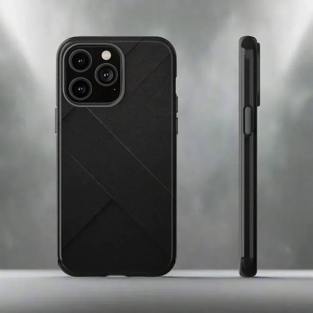 Matte Black Diagonal Line Phone Case for iPhone 8-16 and Galaxy S10-S25 - KARARMDESIGN