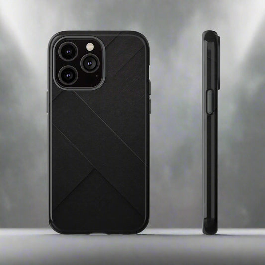 Matte Black Diagonal Line Phone Case for iPhone 8-16 and Galaxy S10-S25 Models - KarArmDesign