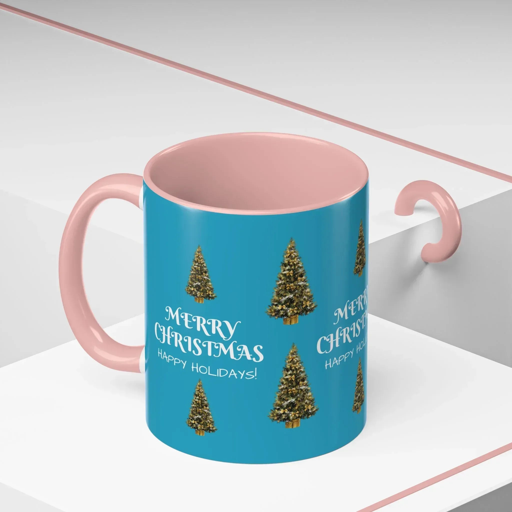 Merry Christmas and Happy Holidays Mug - Accent Coffee Mug (11, 15oz) - KARARMDESIGN