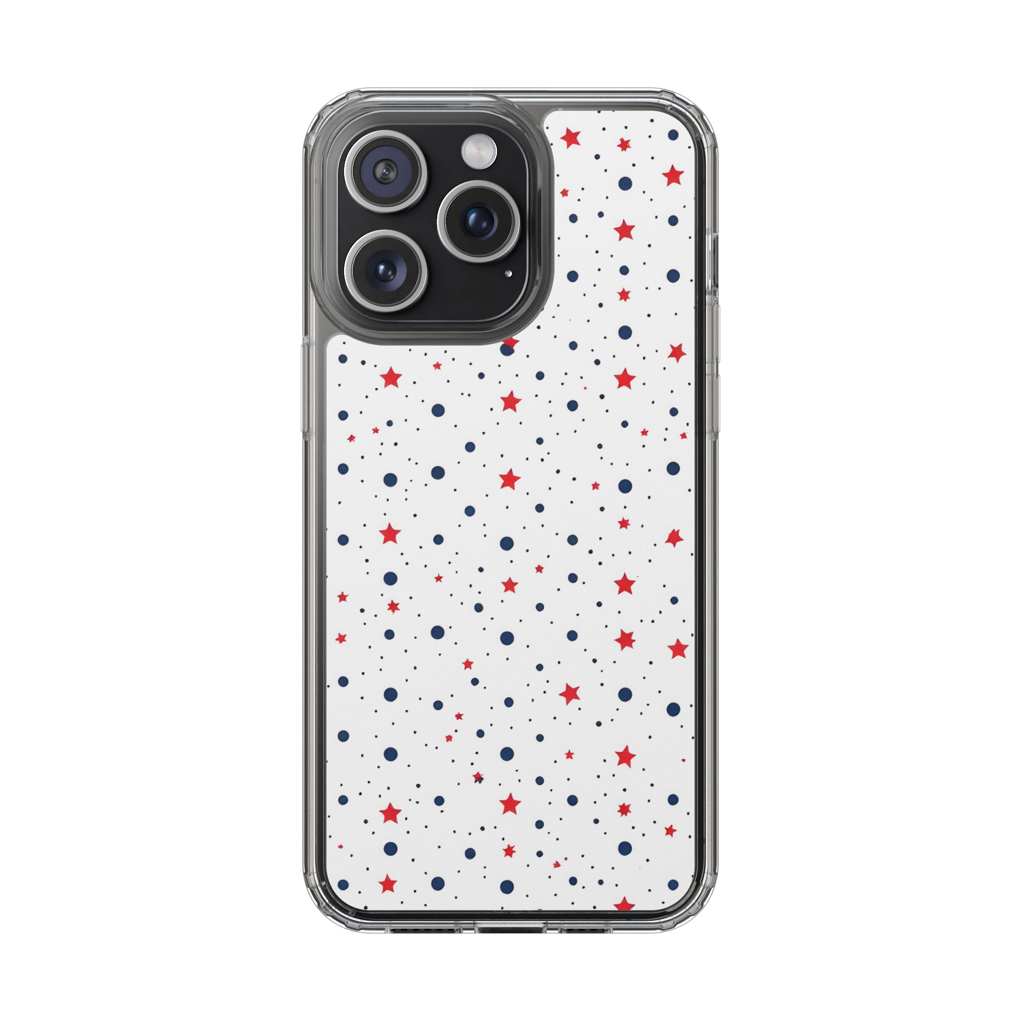 White Polka Dot & Stars Clear Case for iPhone & Samsung