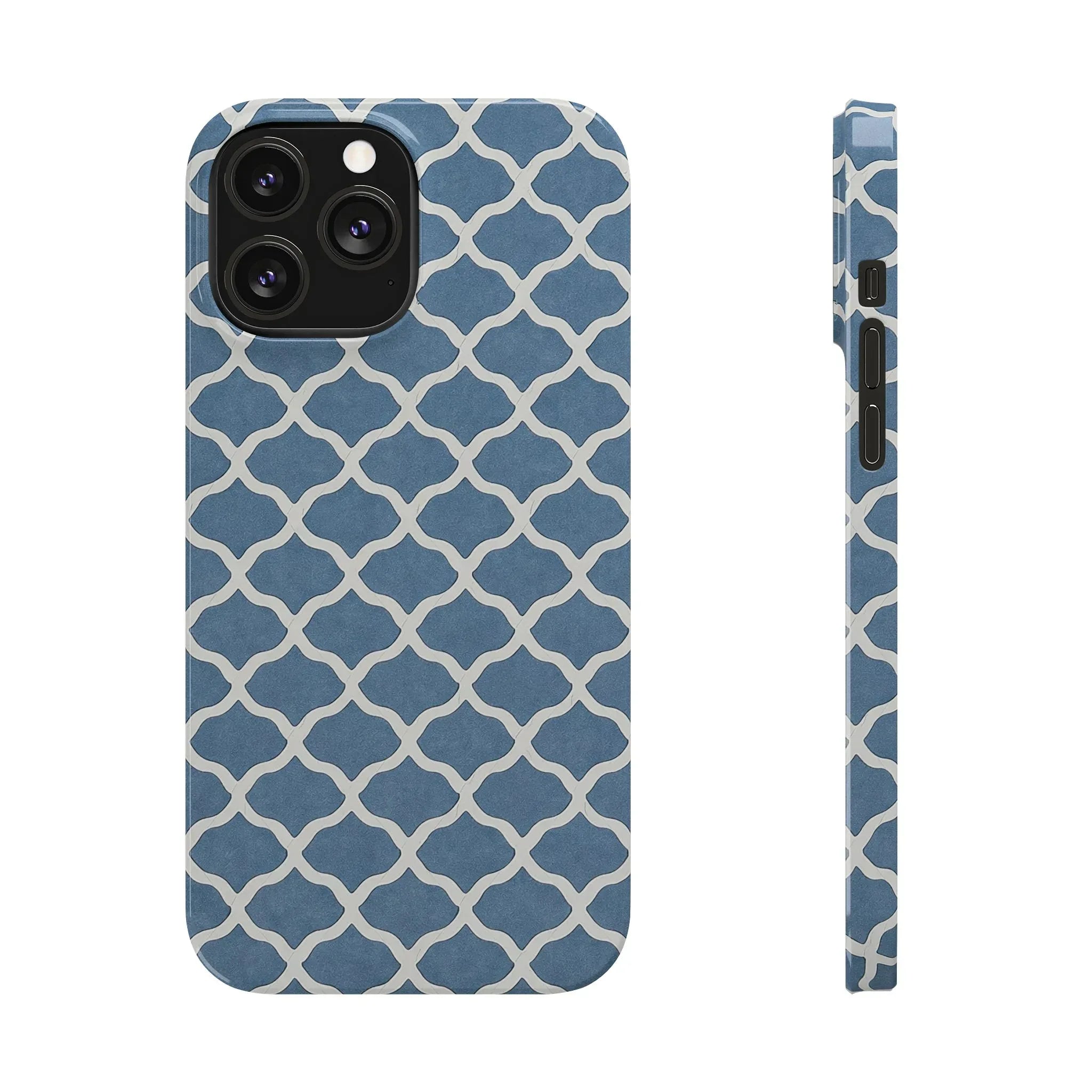 Azure Lattice Pattern Phone Case Slim Phone Cases for iPhone 11-17 - KARARMDESIGN