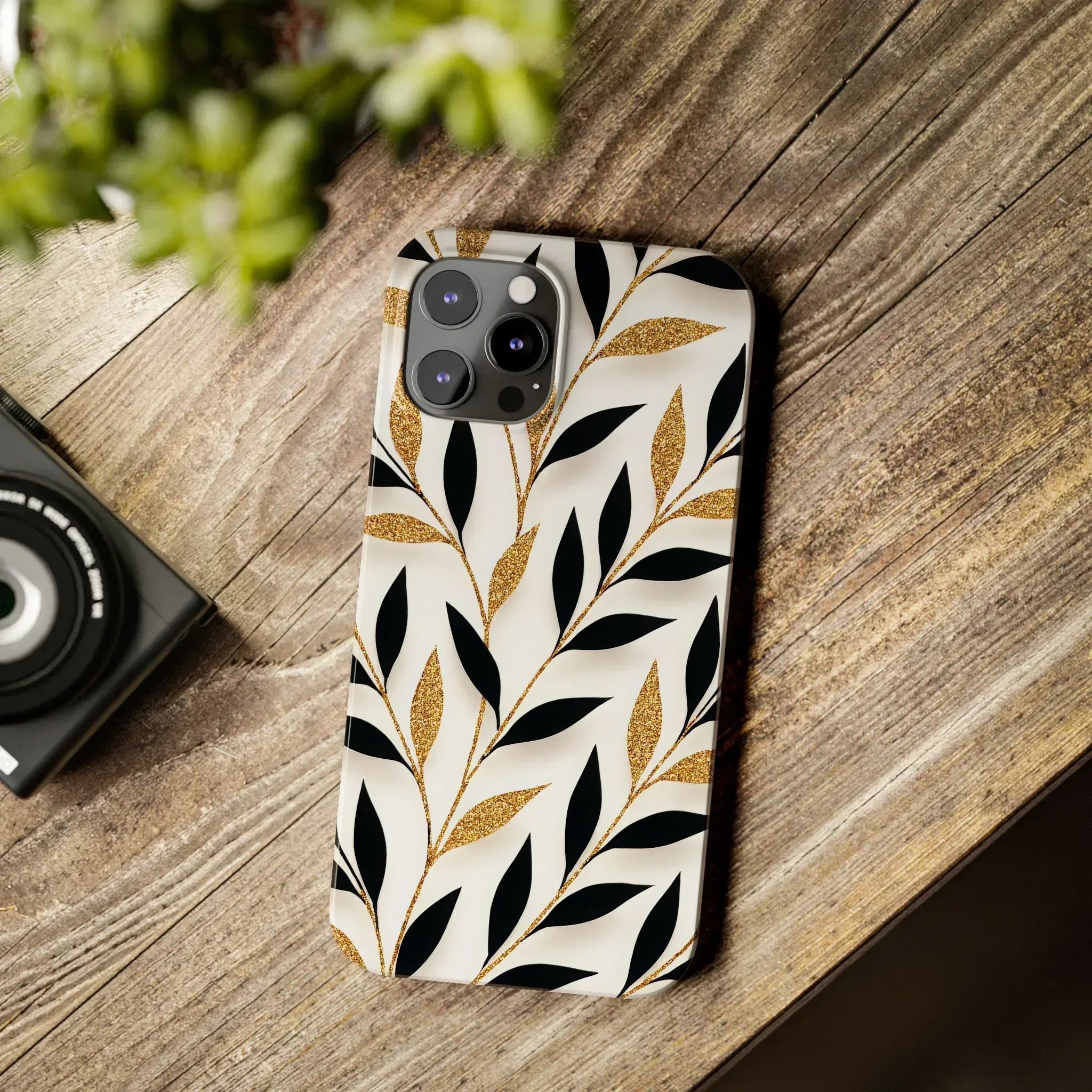 Botanical Gold Leaf Phone Case for iPhone 11-17 - KARARMDESIGN