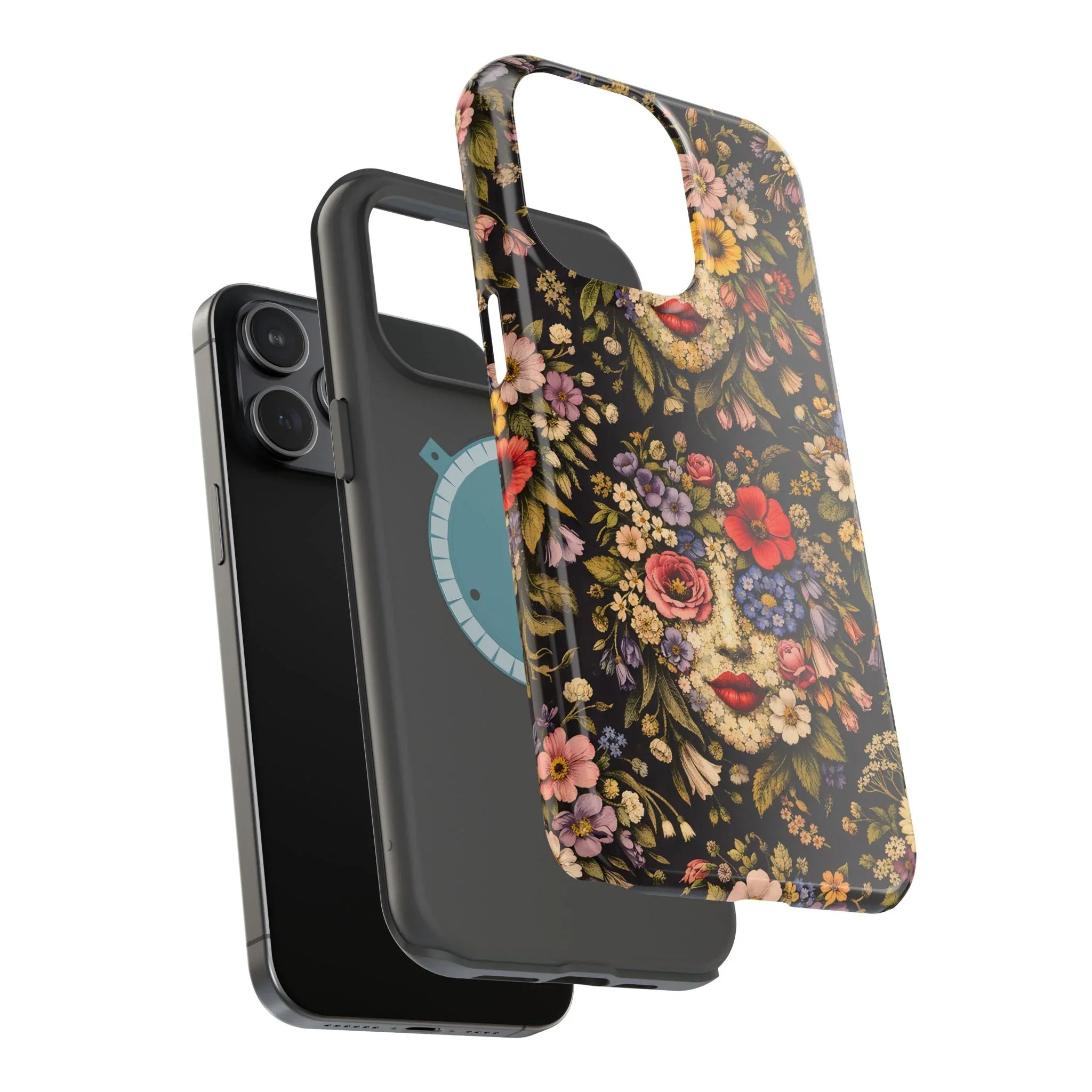 Vintage Flower Face Phone Case for iPhone 13-17 - KARARMDESIGN