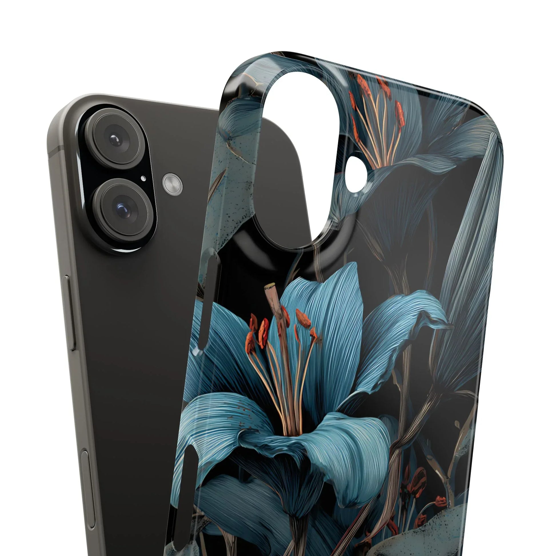 Blue Lily Floral Phone Case for iPhone 11-17 and Galaxy S20-S25 - KARARMDESIGN