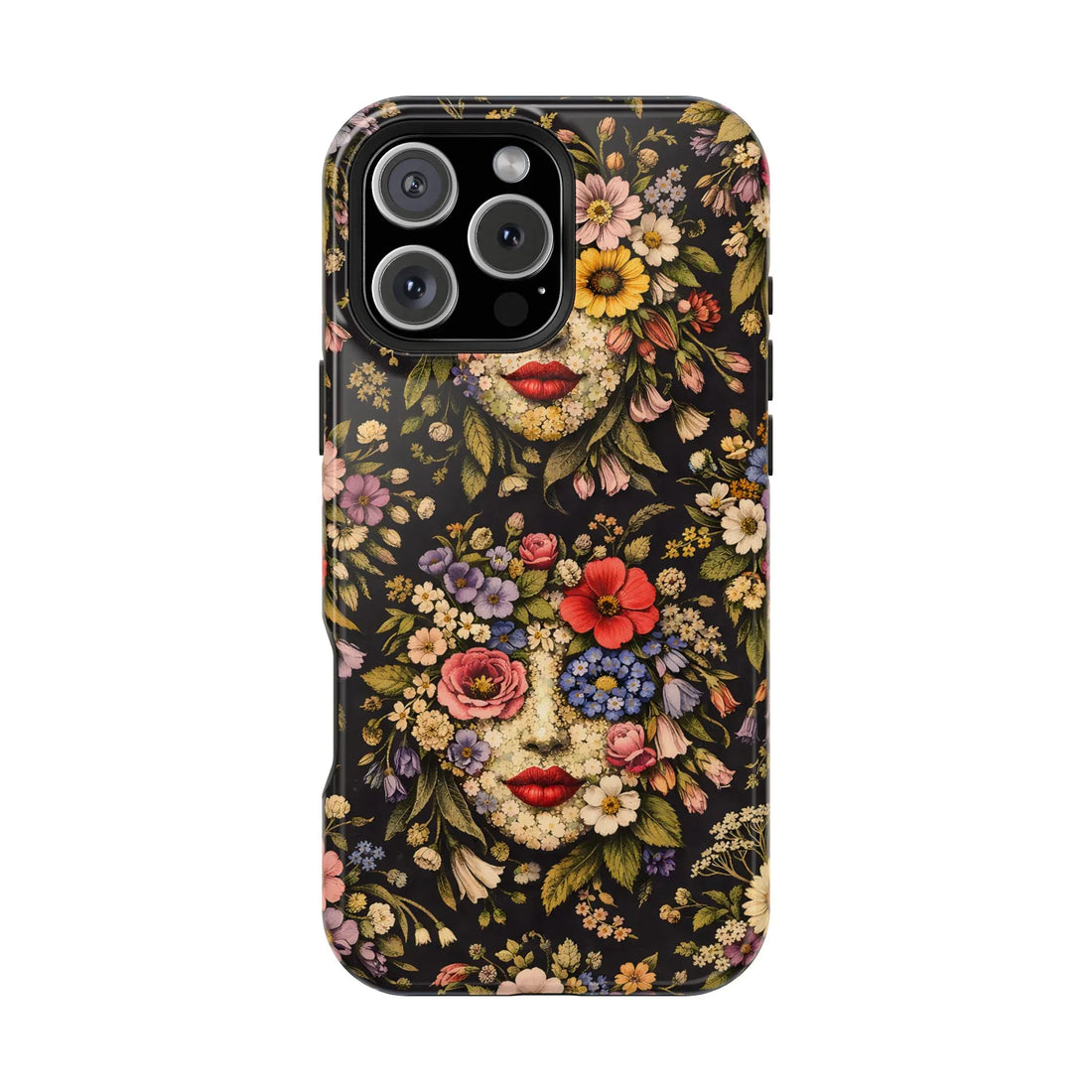 Vintage Flower Face Phone Case for iPhone 13-17 - KARARMDESIGN