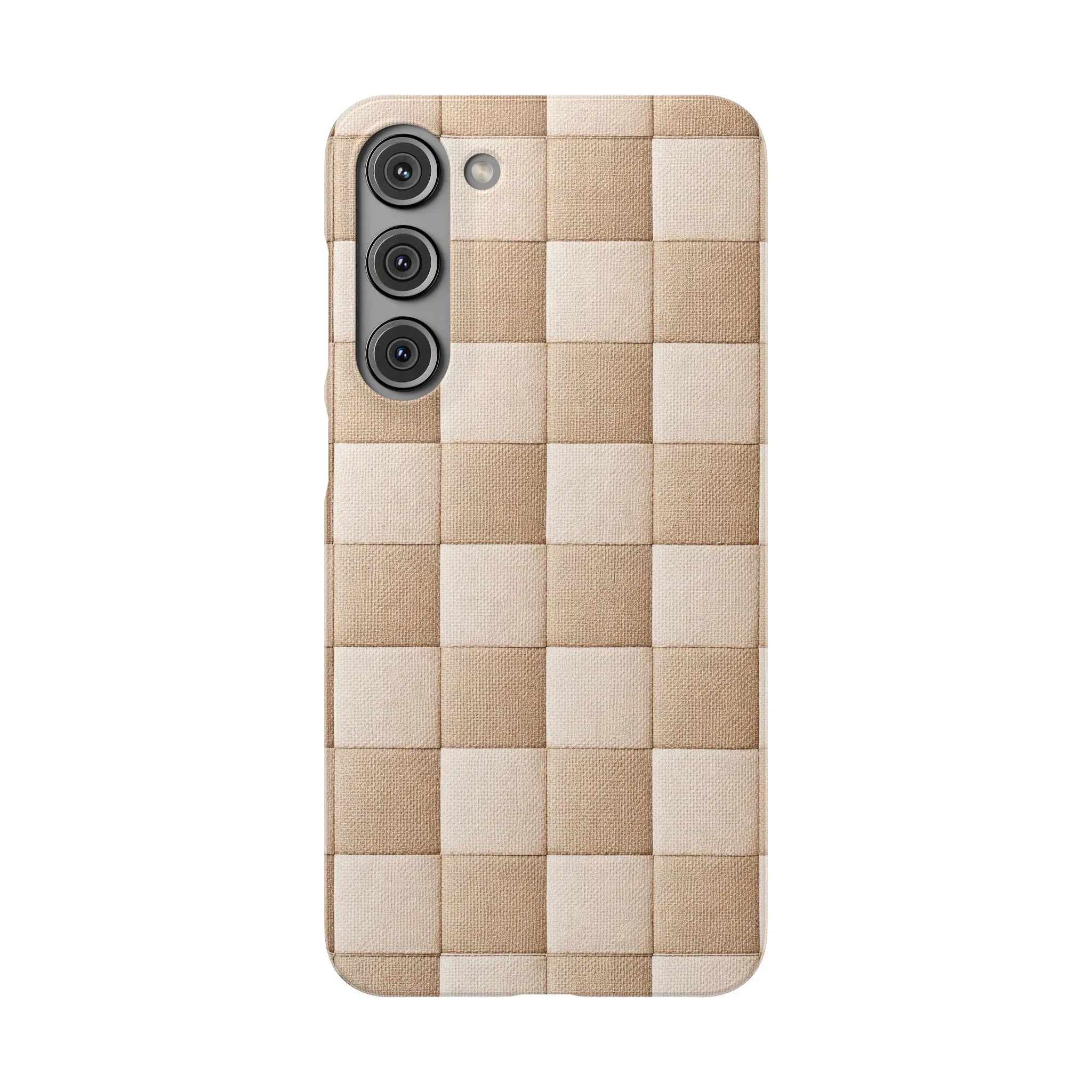 Beige Woven Phone Case for iPhone 11-17 and Galaxy S20-S25 - KARARMDESIGN