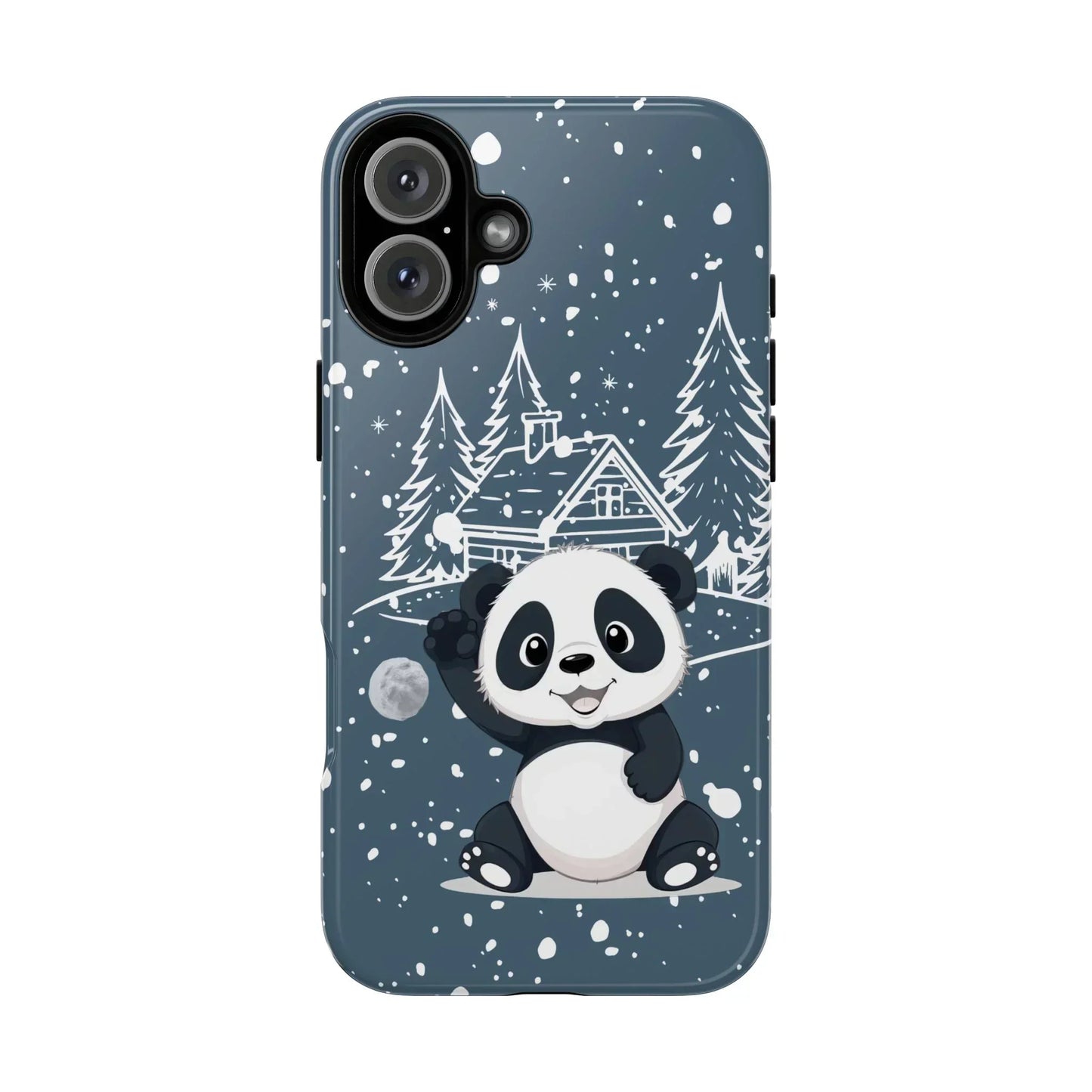 Cute Panda in a Winter Wonderland Phone Case for iPhone 8-16 Models - KarArmDesign