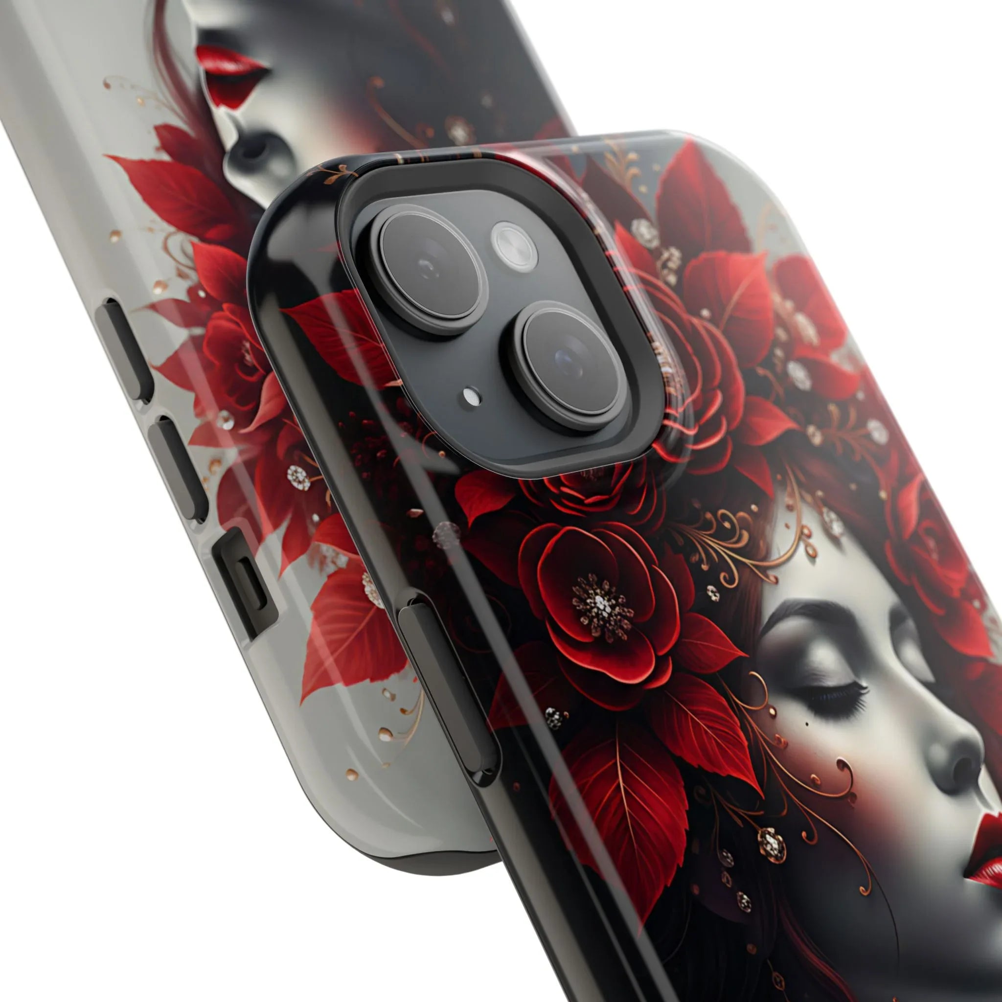 Scarlet Bloom Portrait Phone Case for iPhone 13-17 - KARARMDESIGN