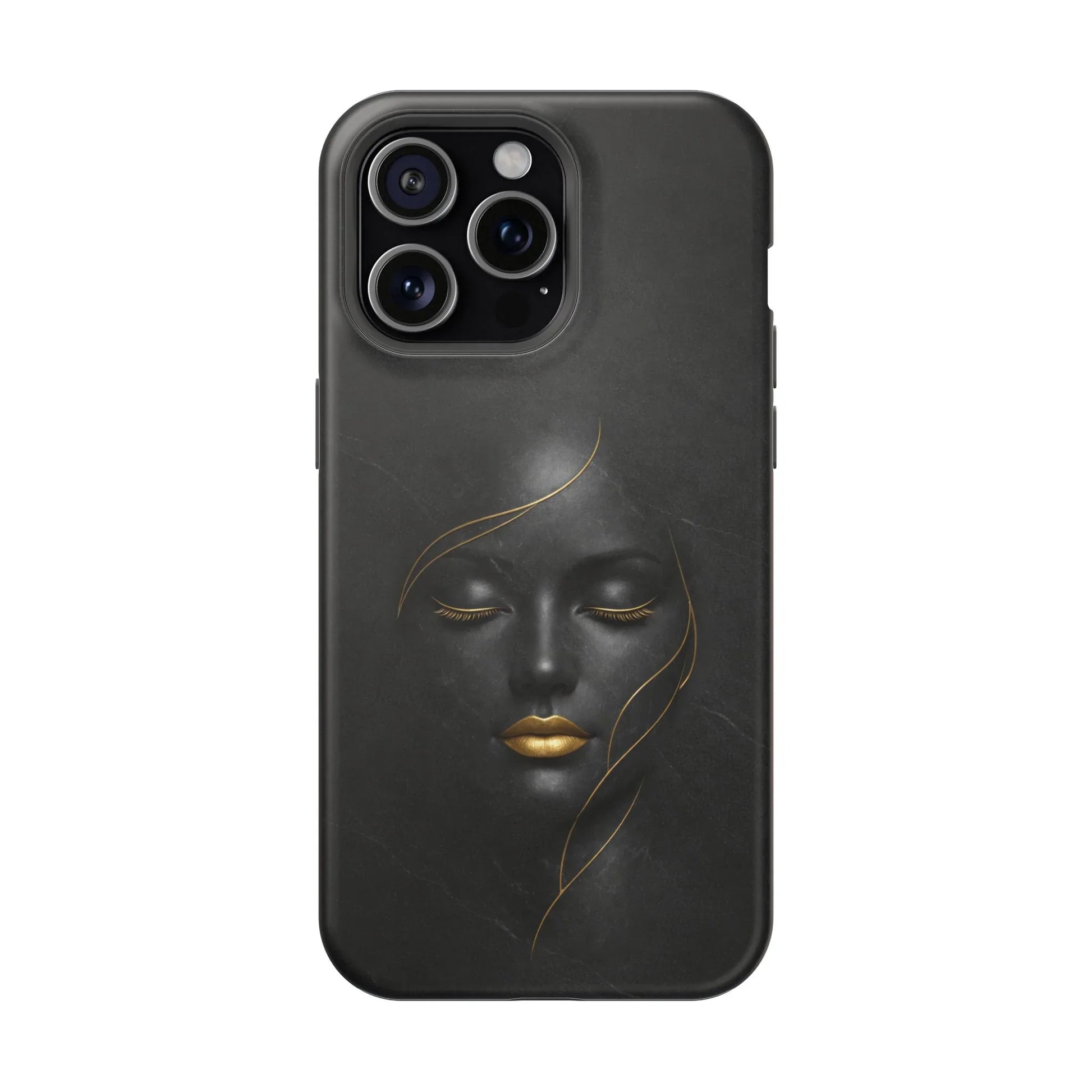 Black Gold Face Phone Case for iPhone 13-17 - KARARMDESIGN