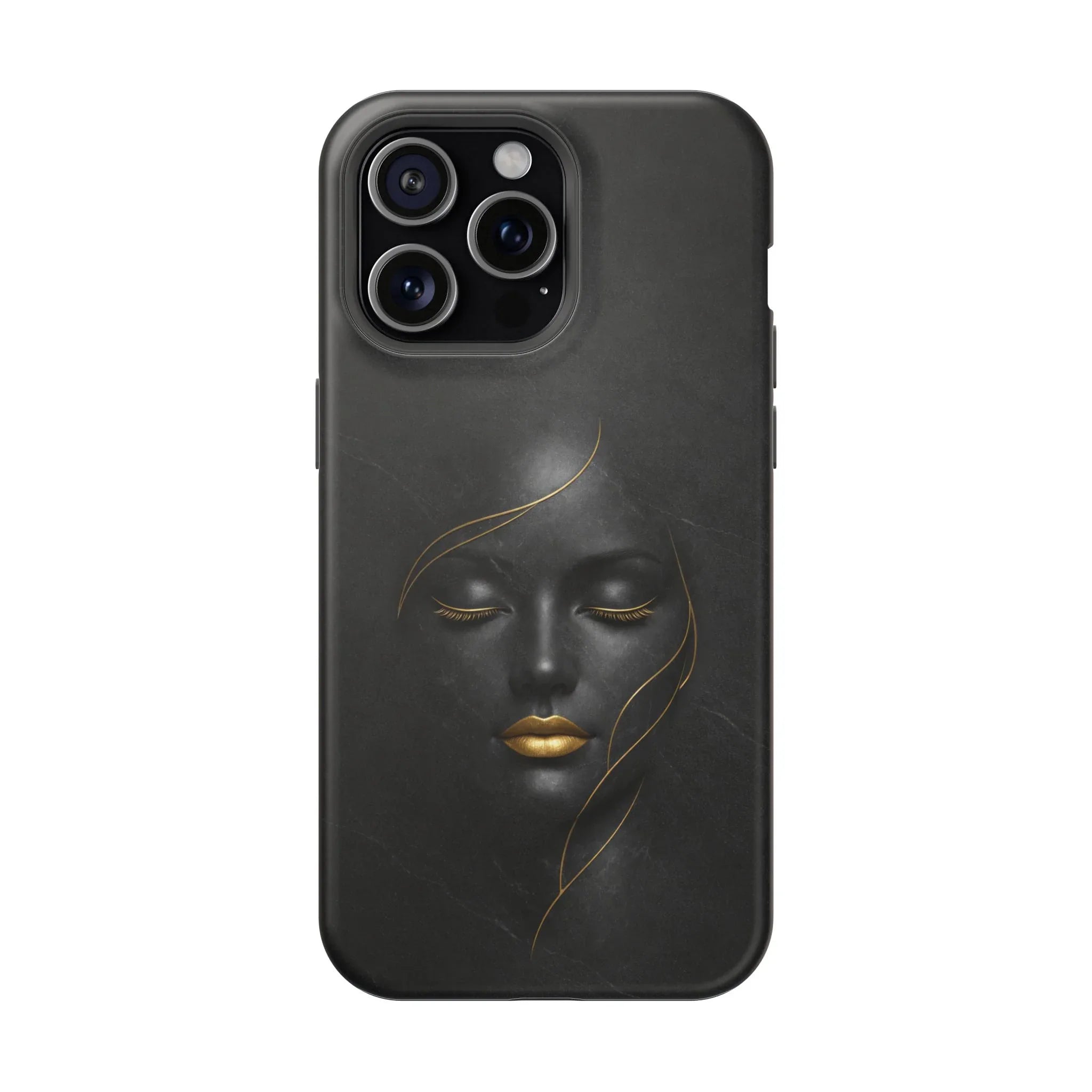 Black Gold Face Phone Case for iPhone 13-17 - KARARMDESIGN