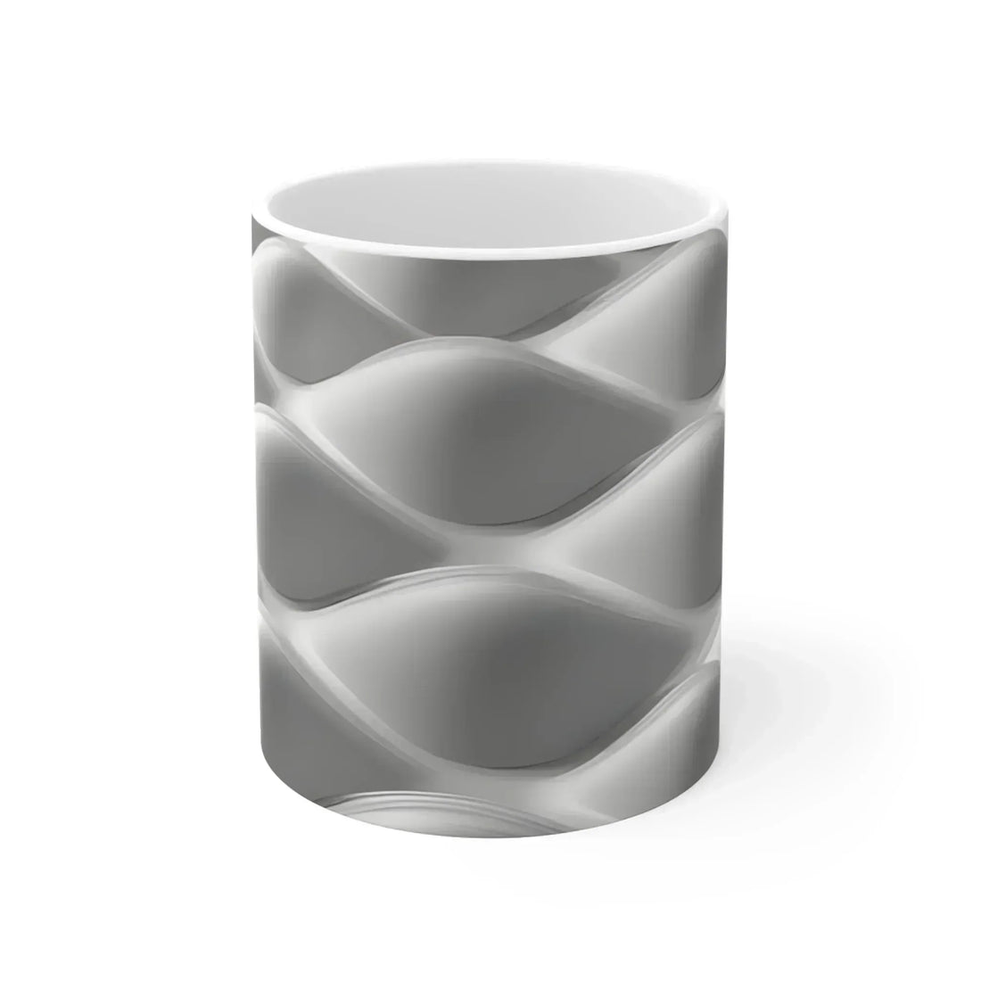 Silver Wave Geometry – Elegant Abstract Design Mug - 11oz - KARARMDESIGN