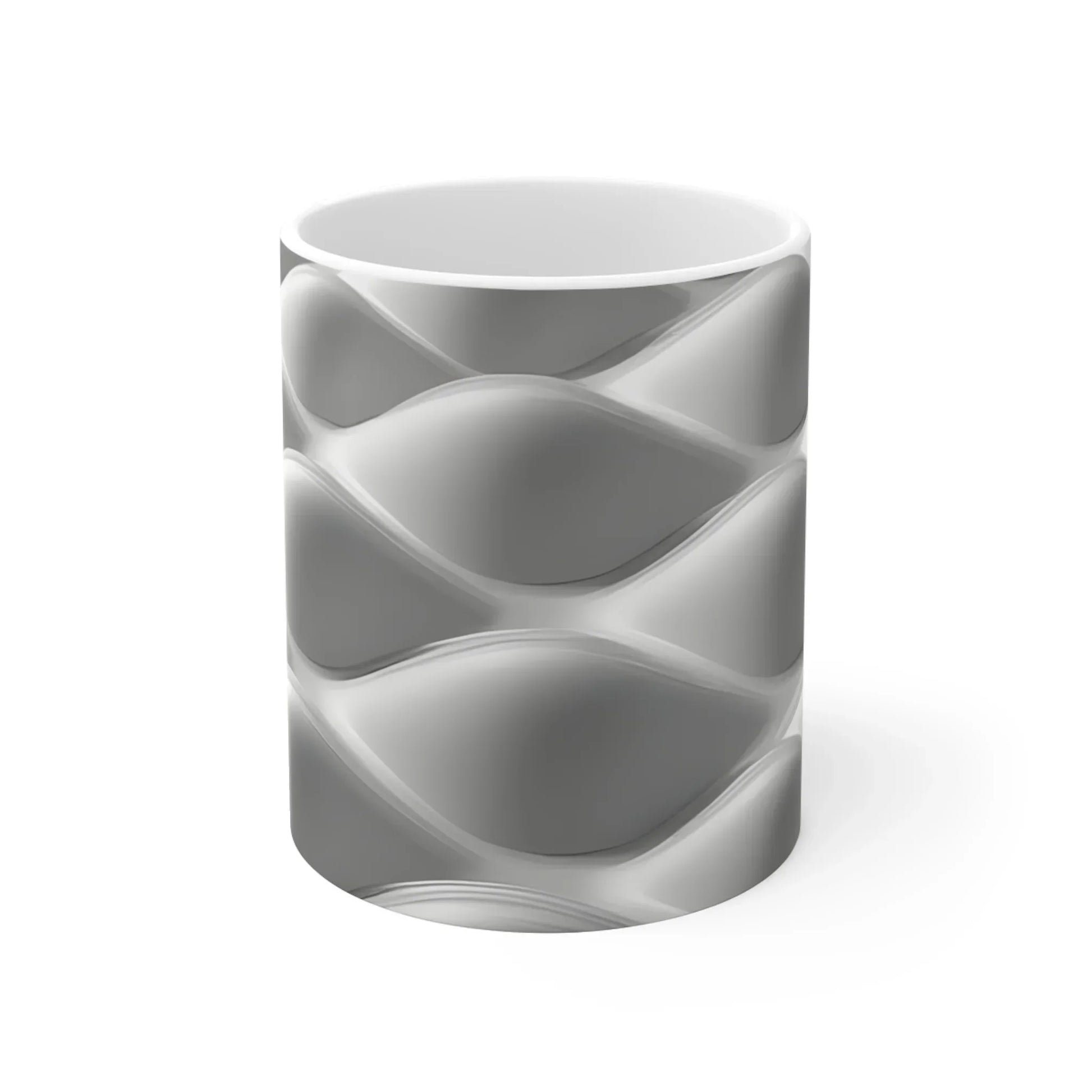Silver Wave Geometry – Elegant Abstract Design Mug - 11oz - KarArmDesign