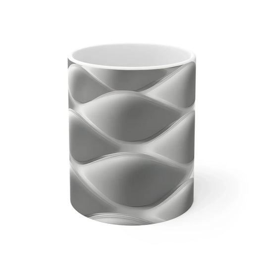 Silver Wave Geometry – Elegant Abstract Design Mug - 11oz - KarArmDesign
