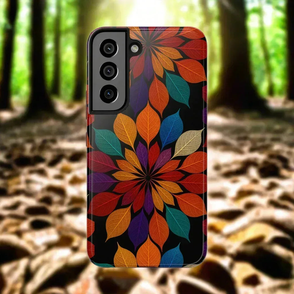 Leaf Mandala Phone Case for iPhone 11-16 and Galaxy S21-S24 - KARARMDESIGN