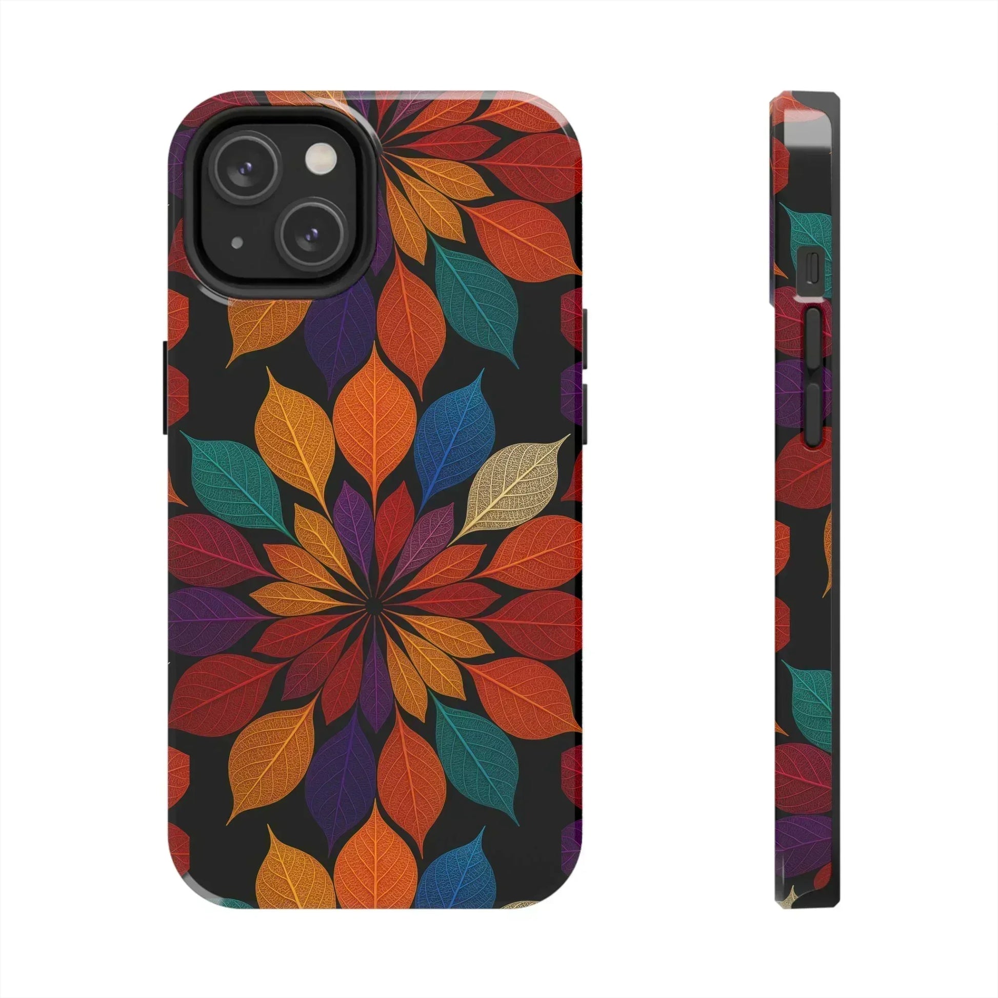 Leaf Mandala Phone Case for iPhone 11-16 and Galaxy S21-S24 - KARARMDESIGN