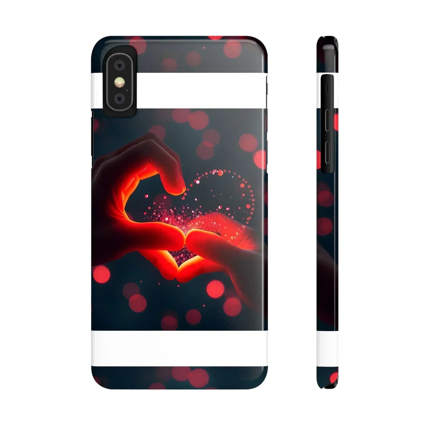 "Heart Hands Glow" Phone Case for iPhone 7 to 16 Series Models - KarArmDesign