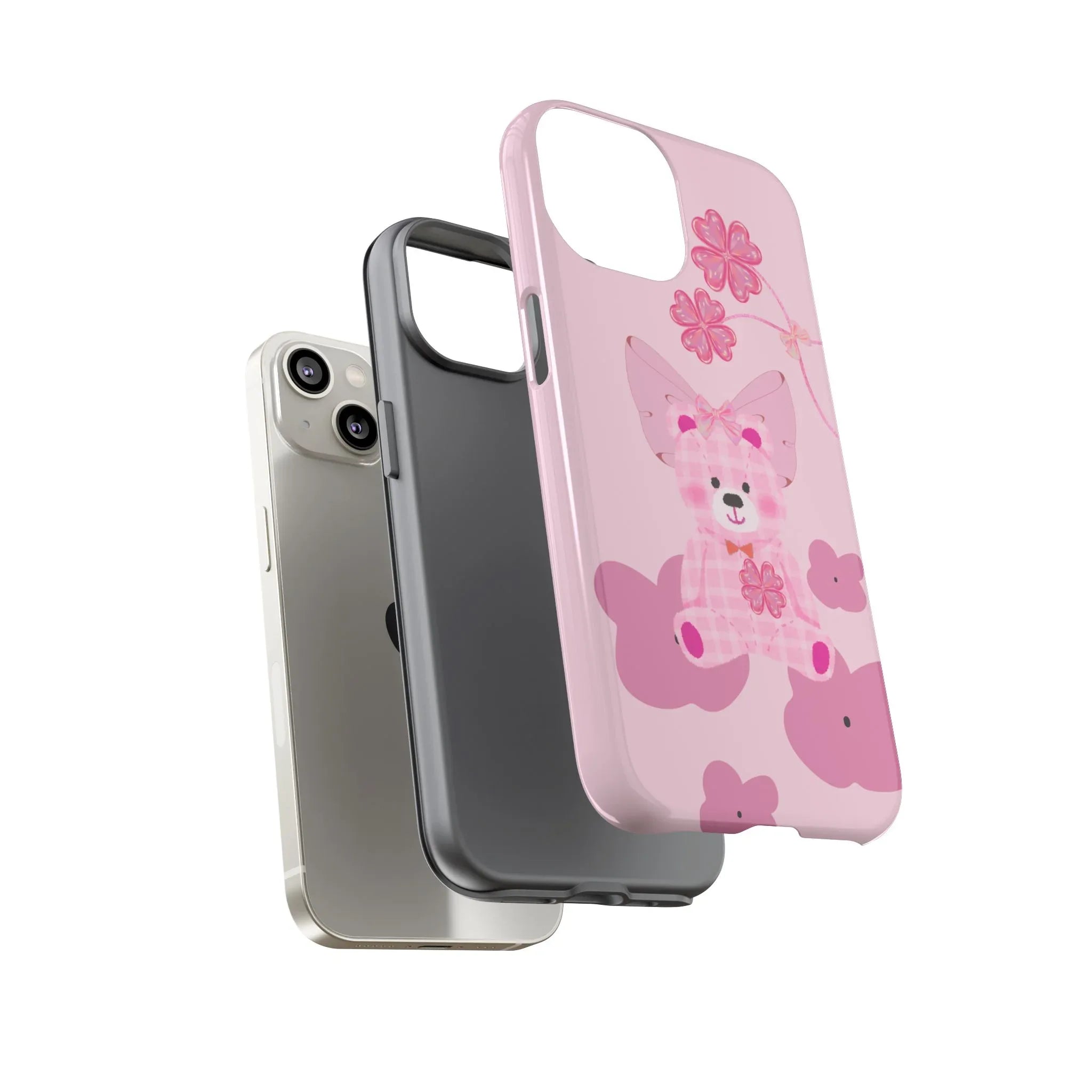 Pink Teddy Bear Phone Cases for iPhone, Pixel and Galaxy - KARARMDESIGN
