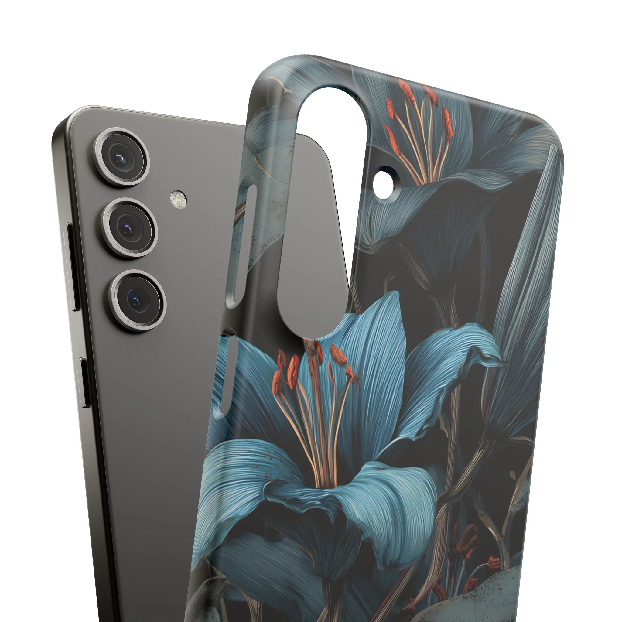 Blue Lily Floral Phone Case for iPhone 11-17 and Galaxy S20-S25 - KARARMDESIGN