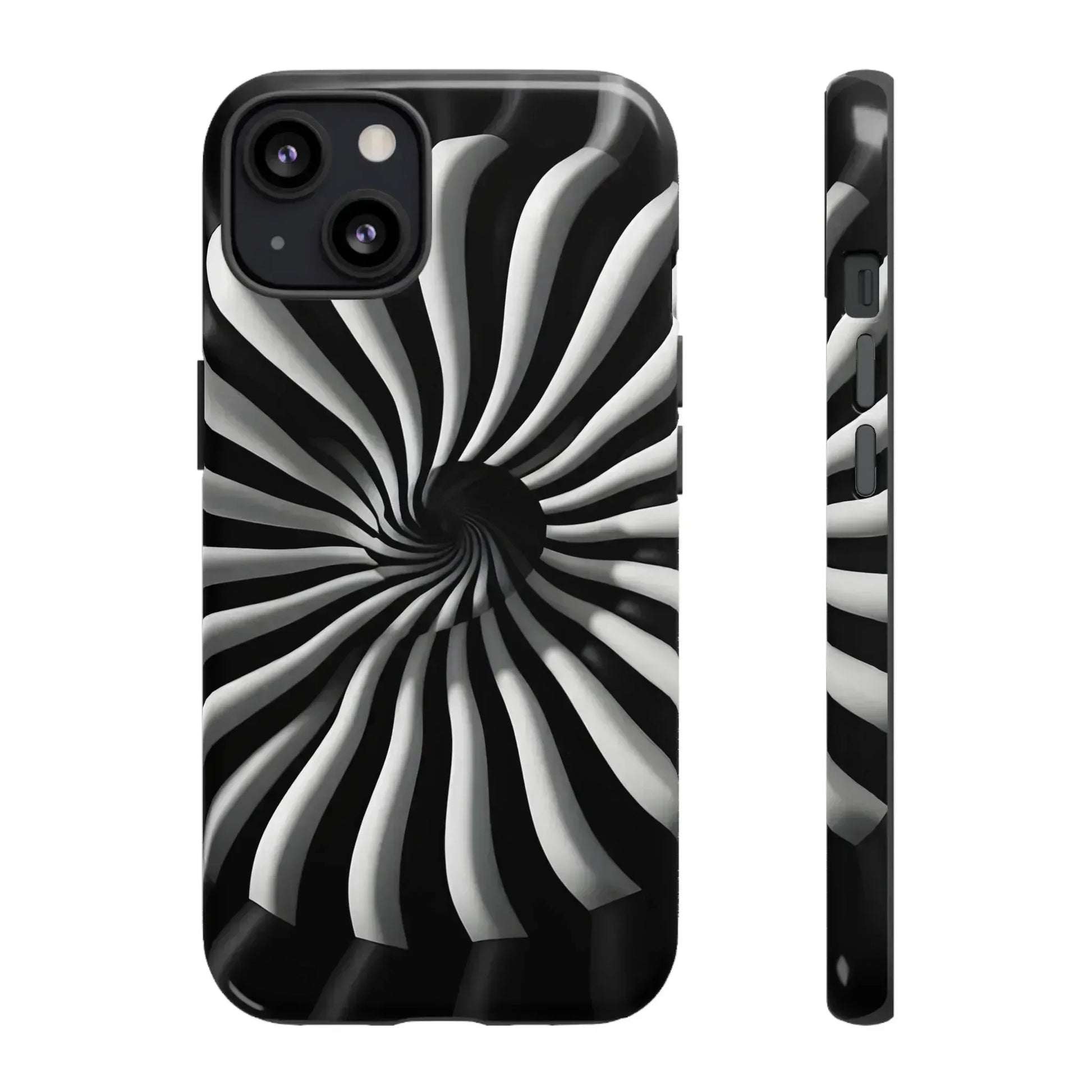 Hypnotic Black and White Spiral Phone Case for iPhone & Galaxy - KARARMDESIGN