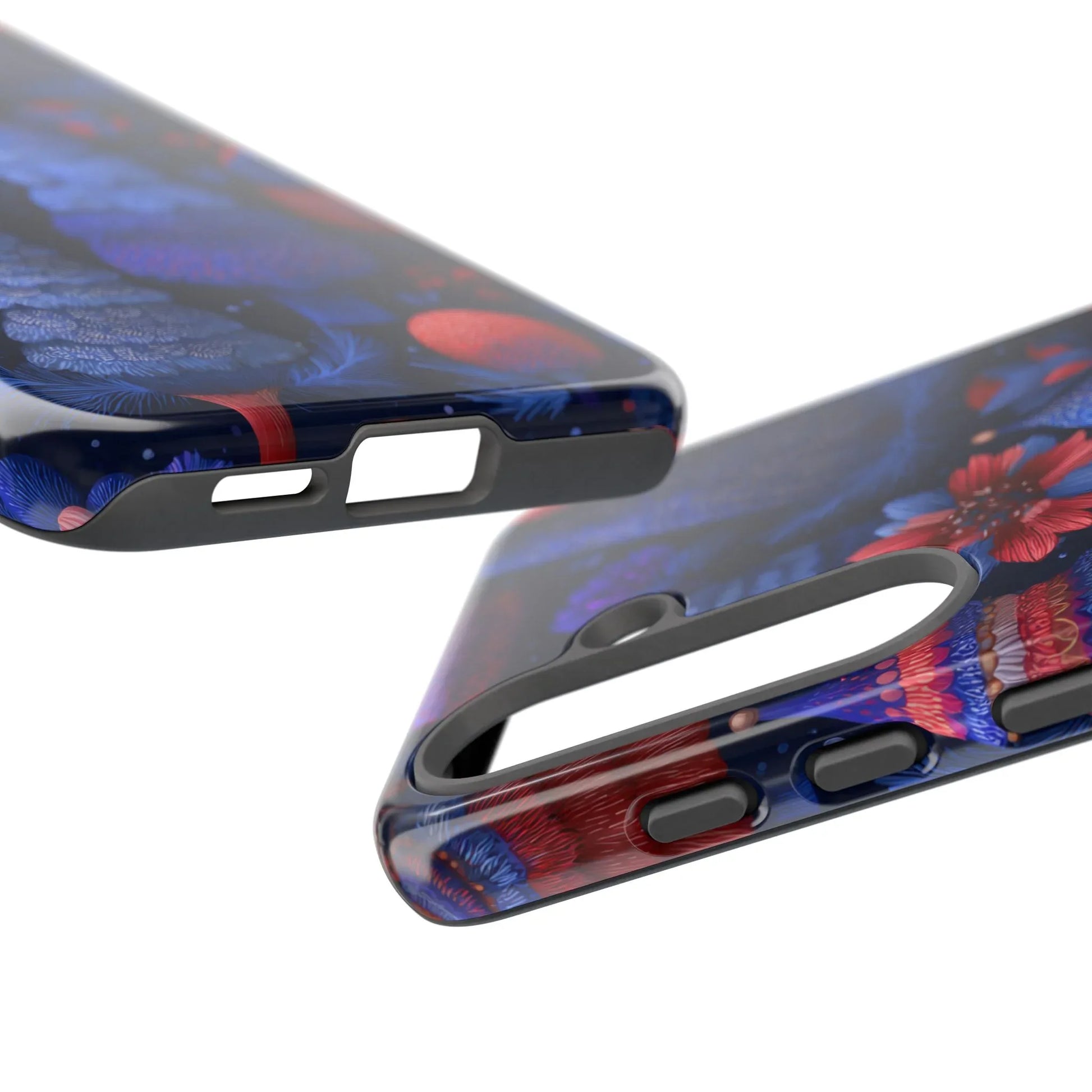 Midnight Blue Christmas Forest Phone Case for iPhone 8-17 and Galaxy S21–S25 - KARARMDESIGN