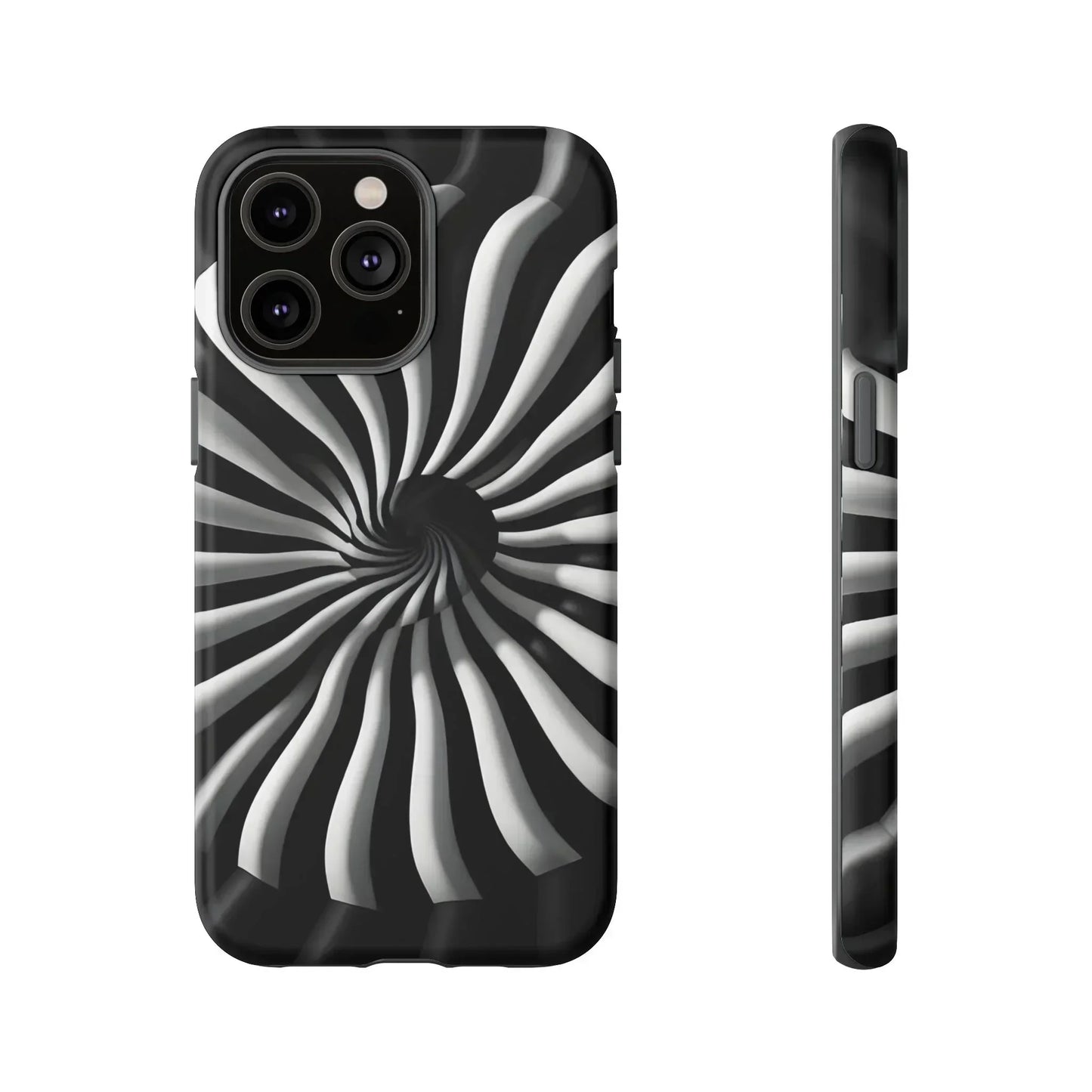 Hypnotic Black and White Spiral Phone Case for iPhone & Galaxy - KarArmDesign