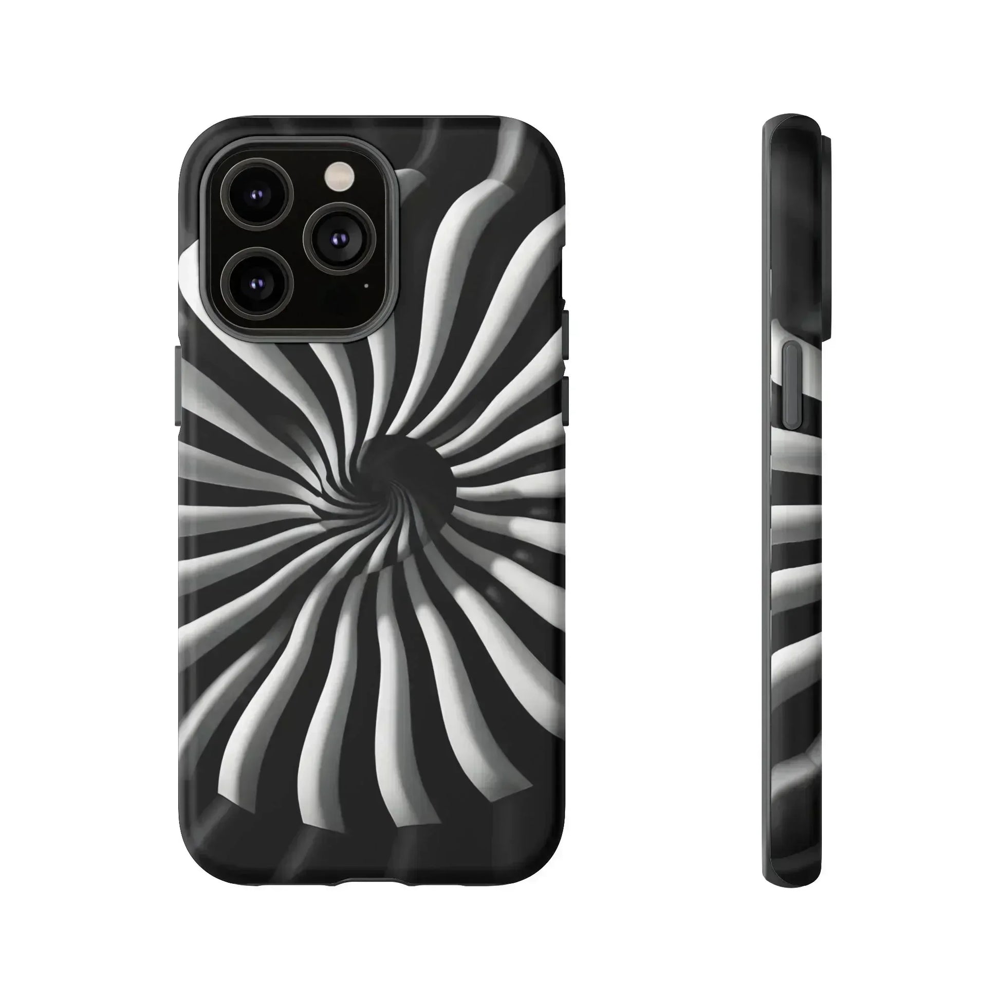 Hypnotic Black and White Spiral Phone Case for iPhone & Galaxy - KARARMDESIGN