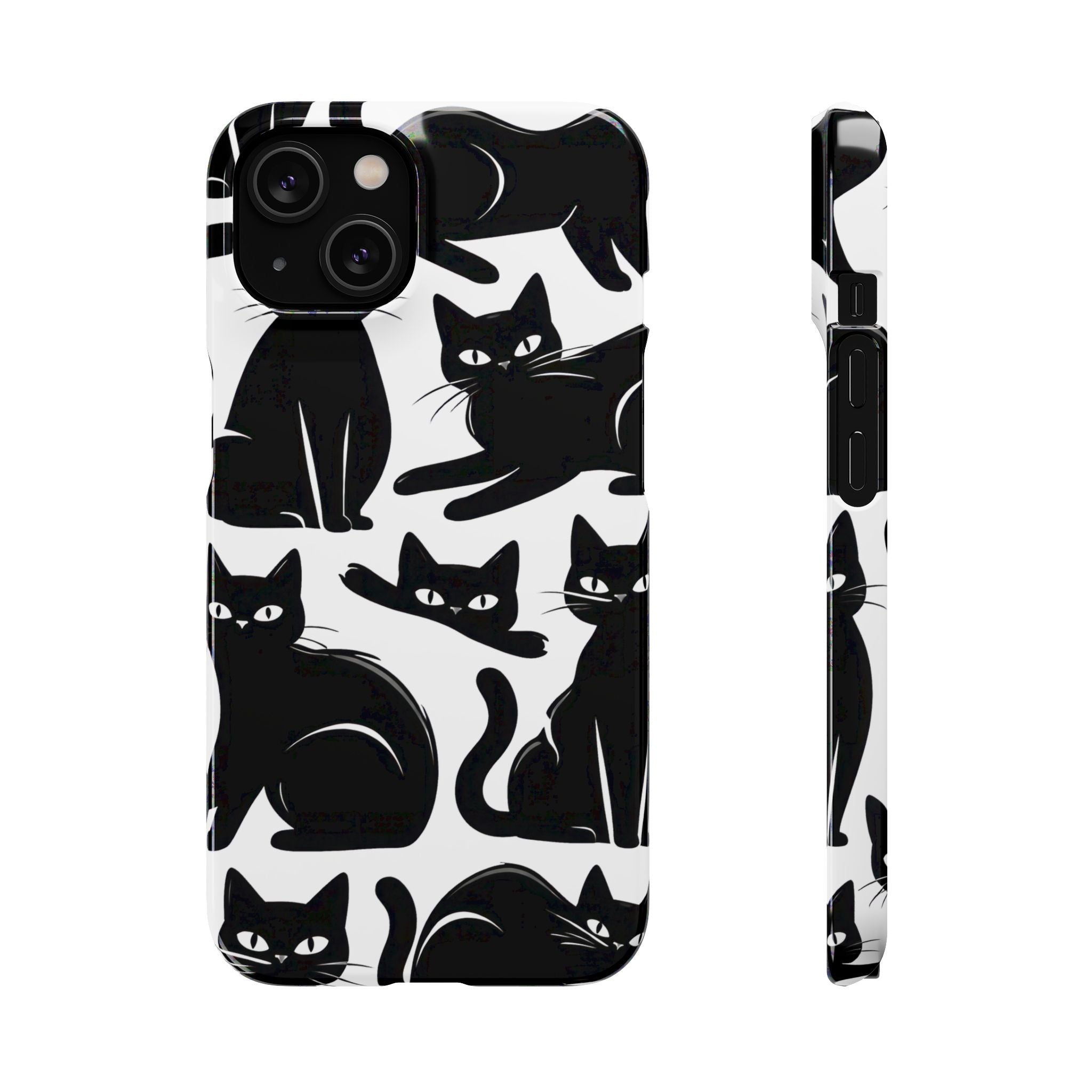 Black Cats Phone Case for iPhone 11-17 and Galaxy S20-S26