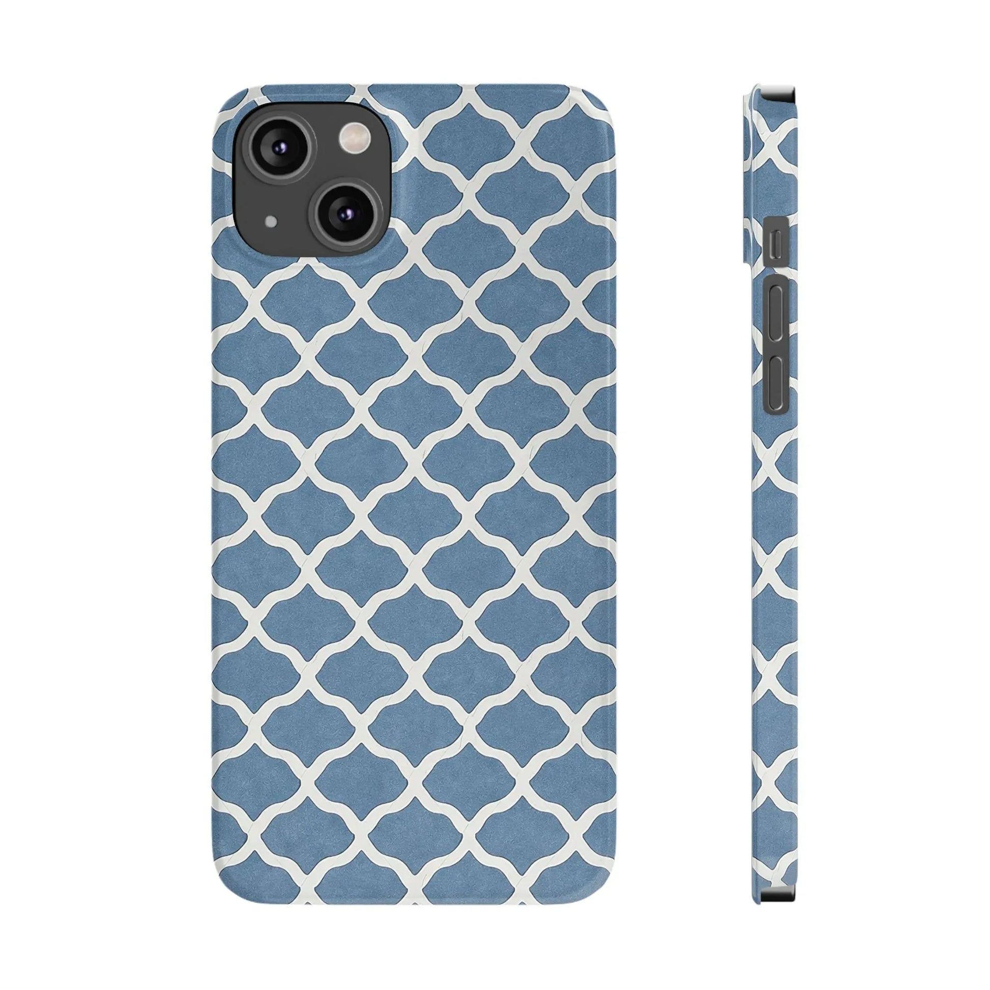 Azure Lattice Pattern Phone Case Slim Phone Cases for iPhone 11-17 - KARARMDESIGN