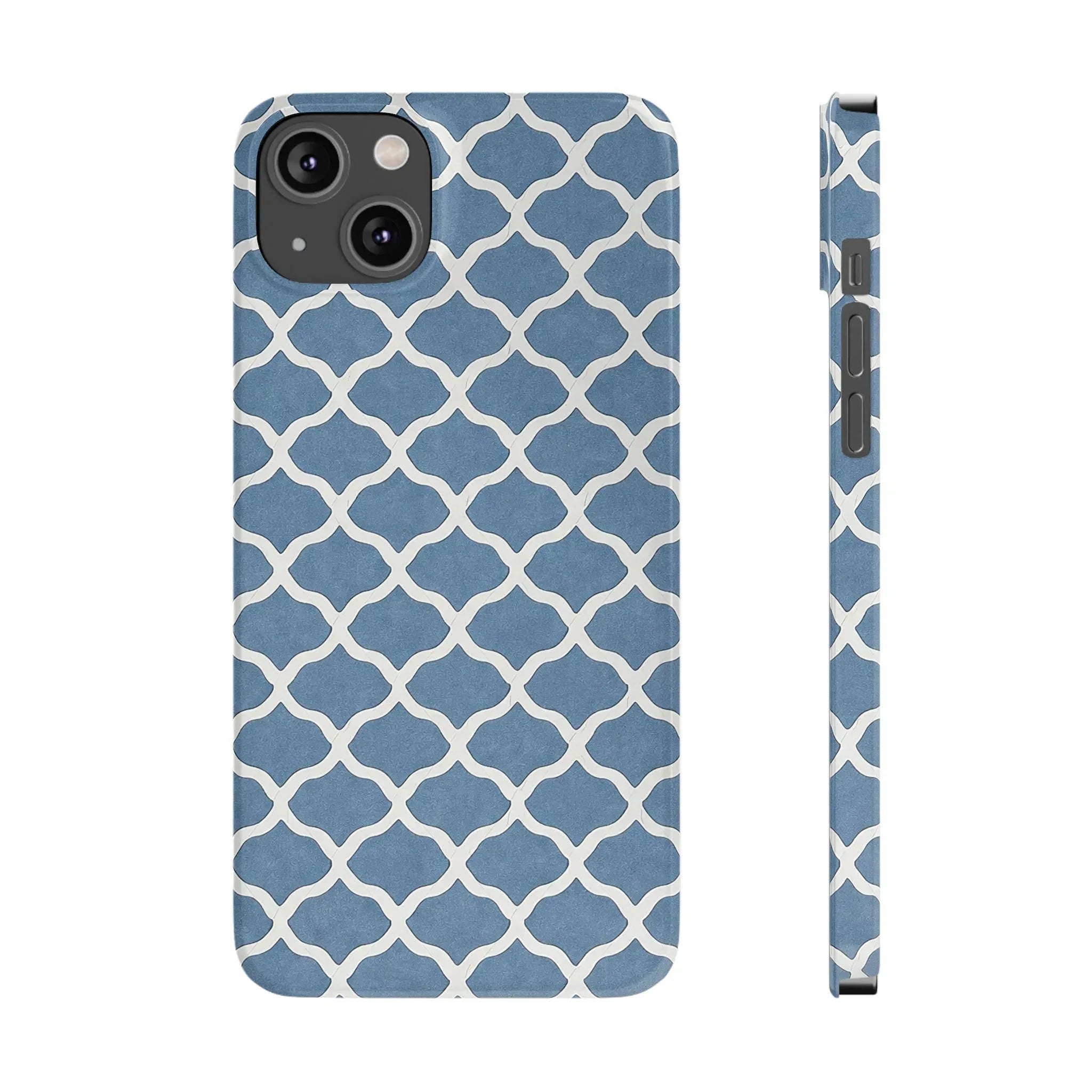 Azure Lattice Pattern Phone Case Slim Phone Cases for iPhone 11-17 - KARARMDESIGN