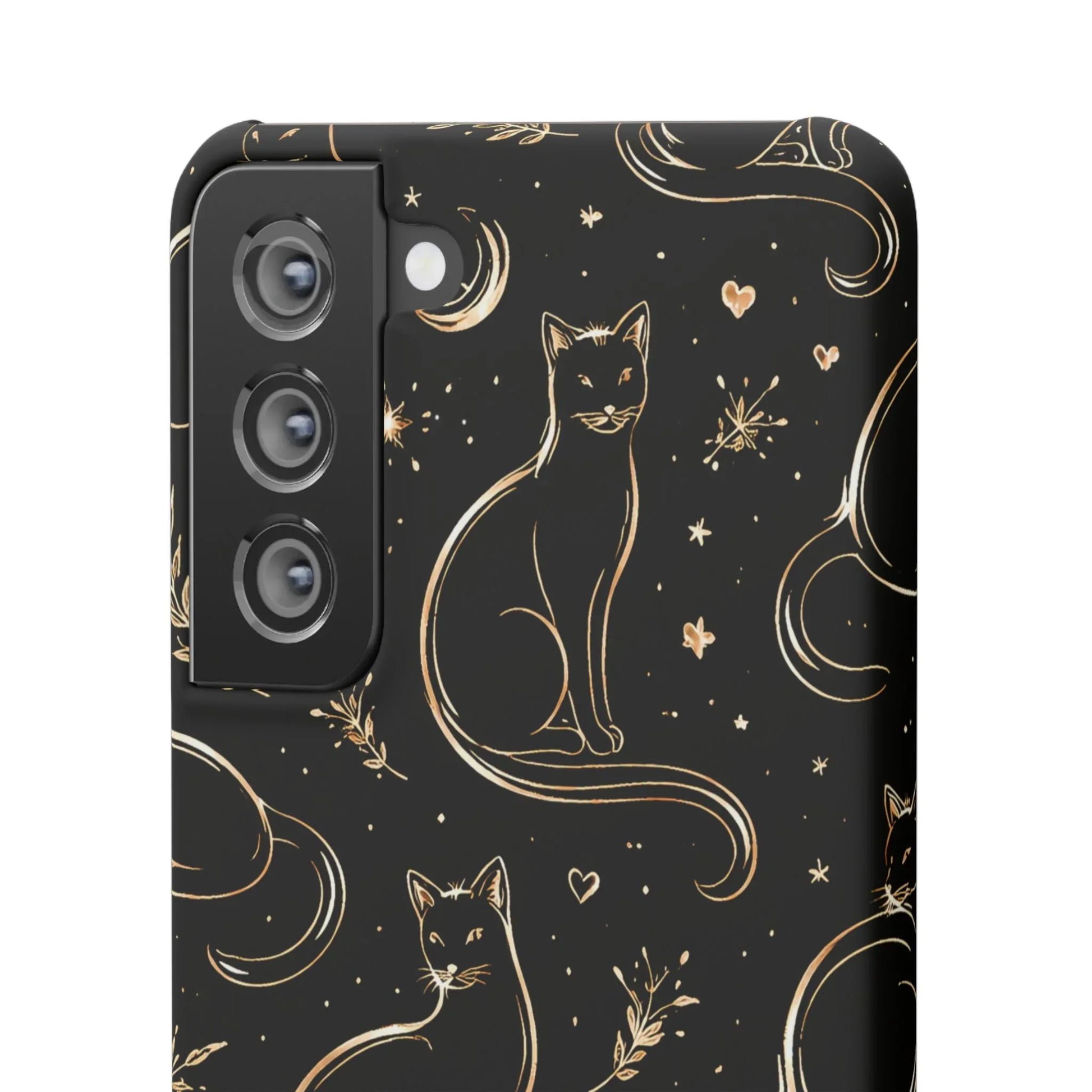 Golden Cat Pattern Phone Case for iPhone 11–17 & Galaxy S21–S25 - KARARMDESIGN