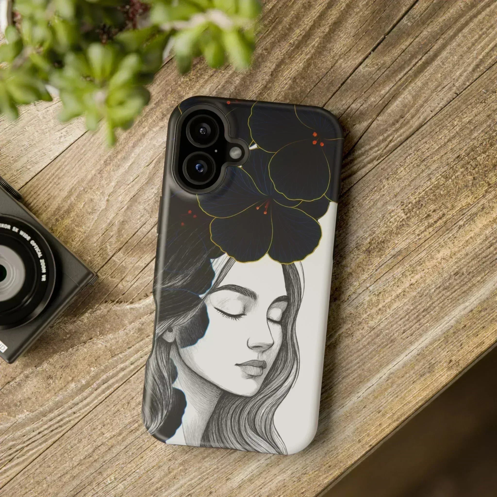 Dark Floral Elegance Phone Case for iPhone 13-16 - KARARMDESIGN