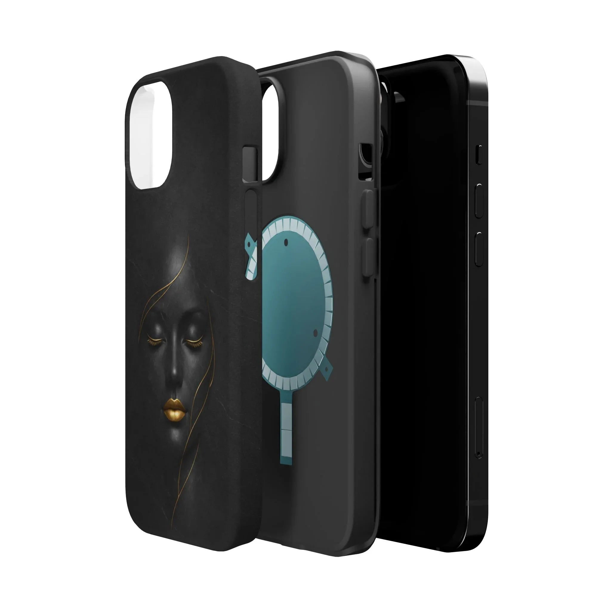 Black Gold Face Phone Case for iPhone 13-17 - KARARMDESIGN