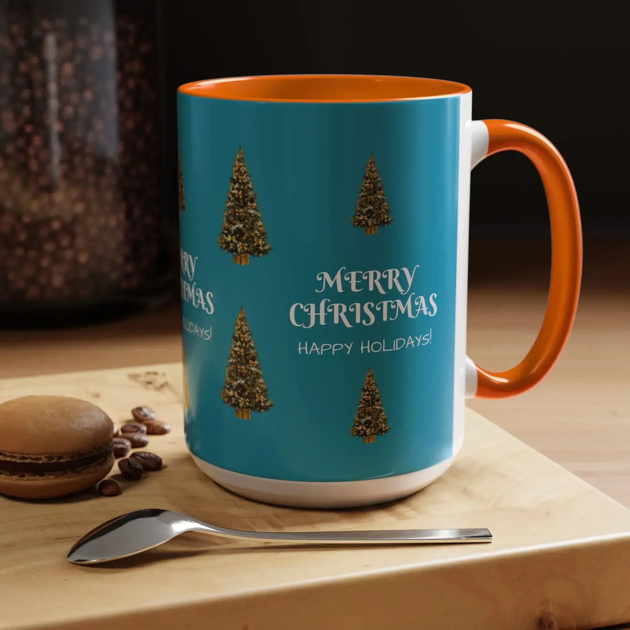 Merry Christmas and Happy Holidays Mug - Accent Coffee Mug (11, 15oz) - KARARMDESIGN
