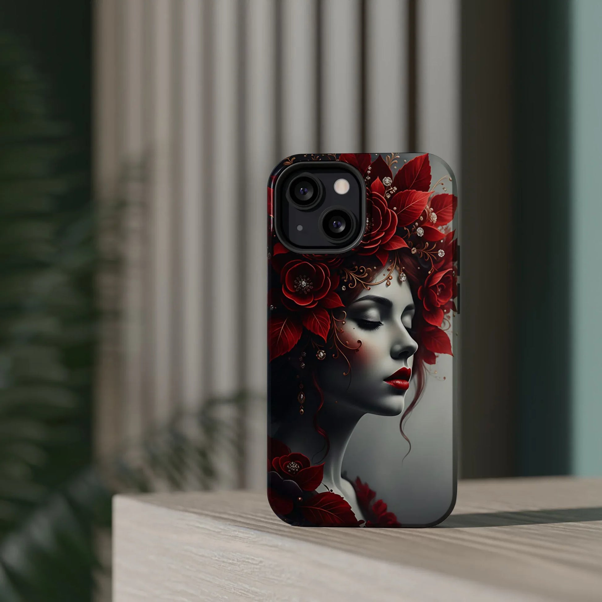 Scarlet Bloom Portrait Phone Case for iPhone 13-17 - KARARMDESIGN