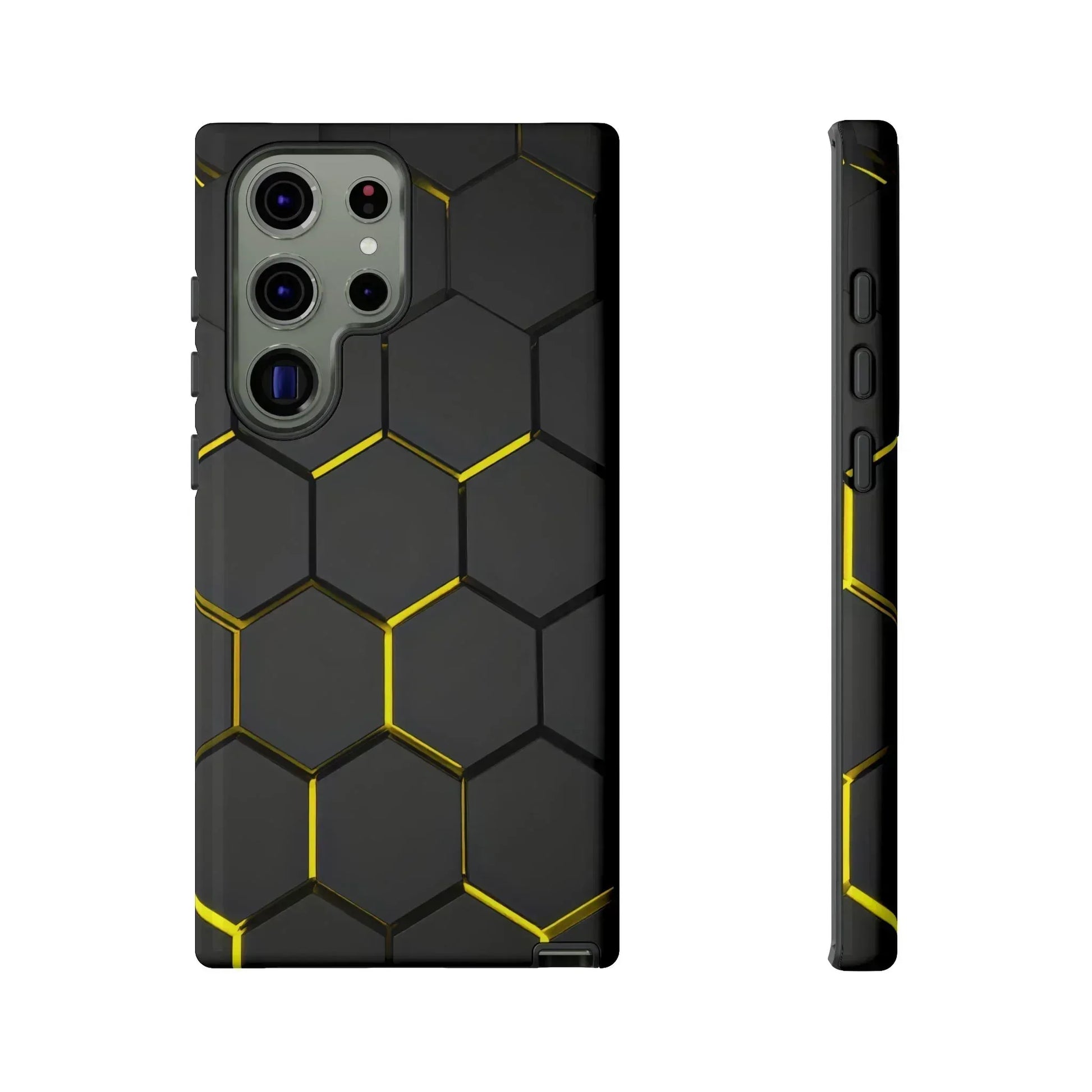 Black and Yellow Hexagon Geometric Tough Phone Case for Galaxy and Pixel - KARARMDESIGN