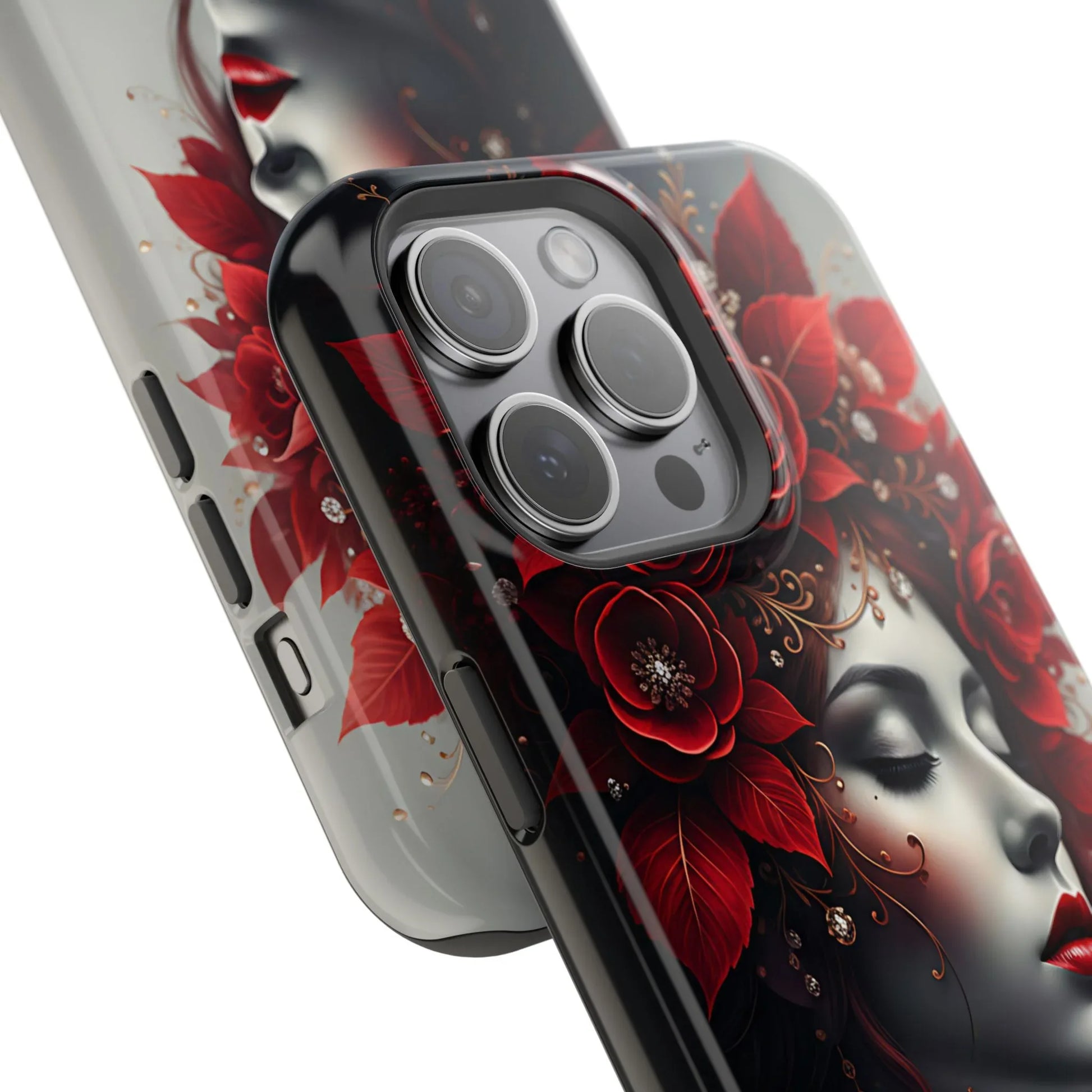 Scarlet Bloom Portrait Phone Case for iPhone 13-17 - KARARMDESIGN