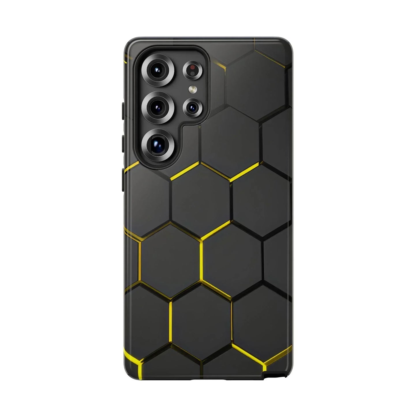 Black and Yellow Hexagon Geometric Tough Phone Case for Galaxy and Pixel - KarArmDesign