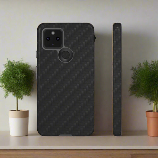 Black Carbon Phone Case Tough Case for iPhone 8-16 and Google Pixel up to 9 Models - KarArmDesign