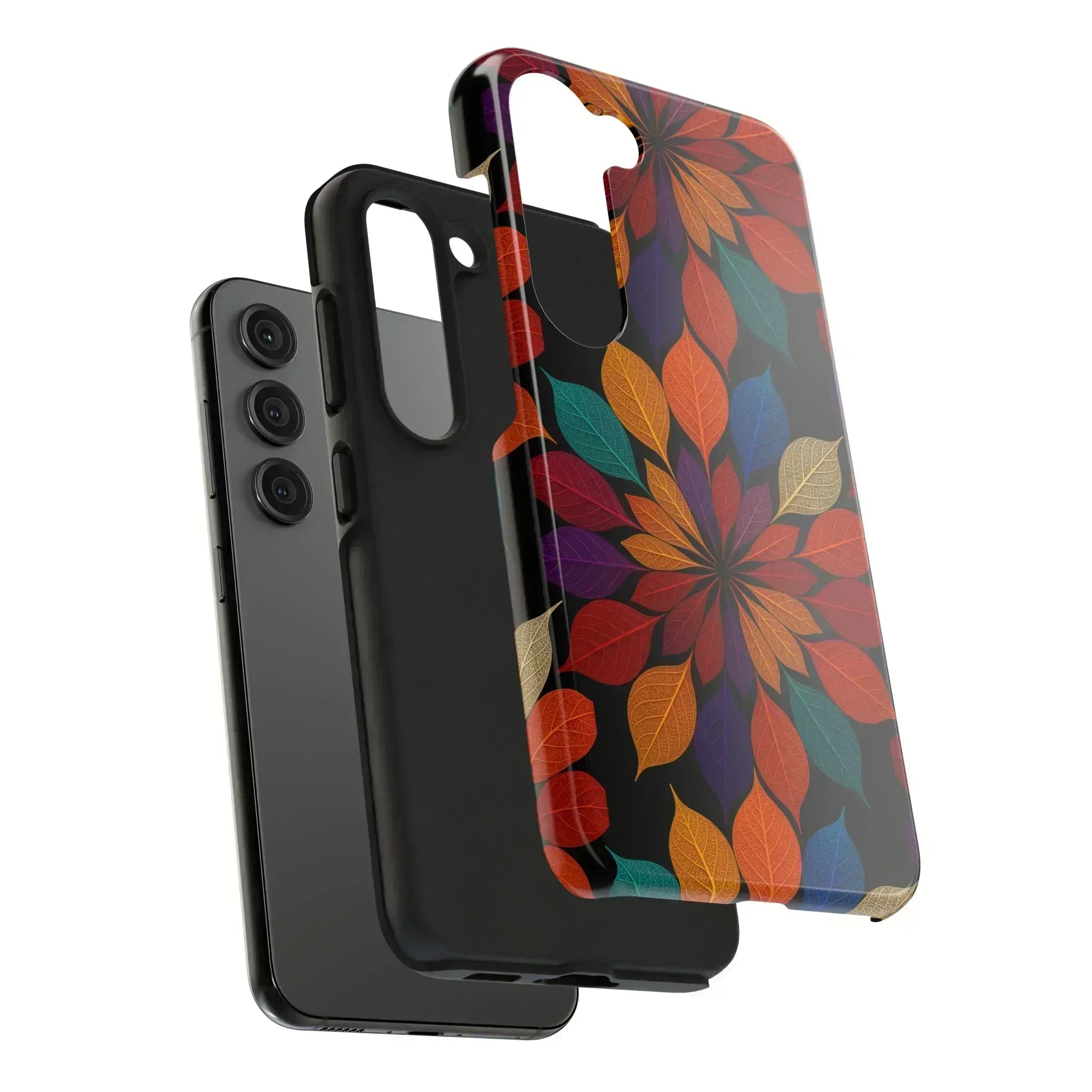 Leaf Mandala Phone Case for iPhone 11-16 and Galaxy S21-S24 - KARARMDESIGN