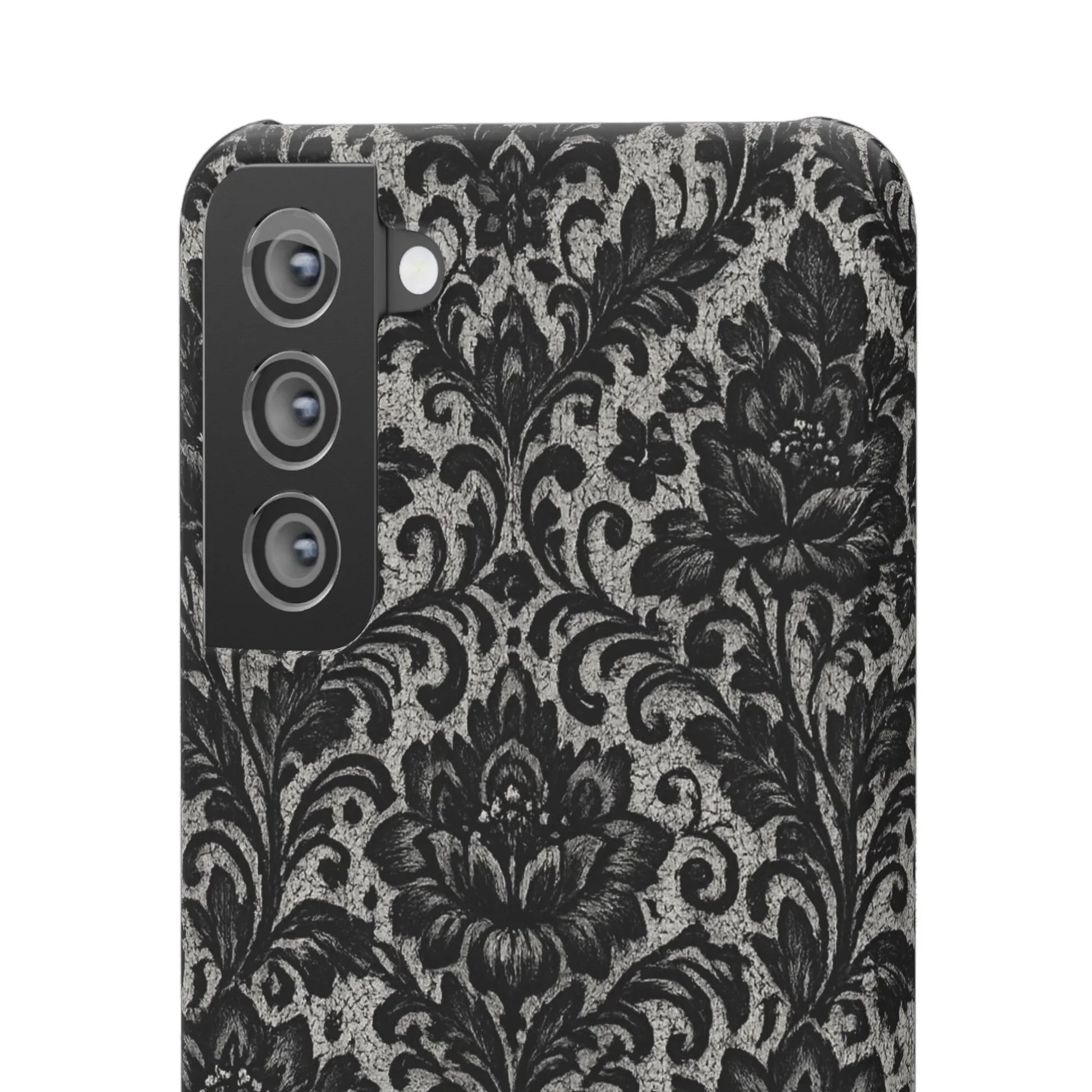 Black Damask Floral Phone Case for iPhone 11-17 and Galaxy S20-S25 - KARARMDESIGN