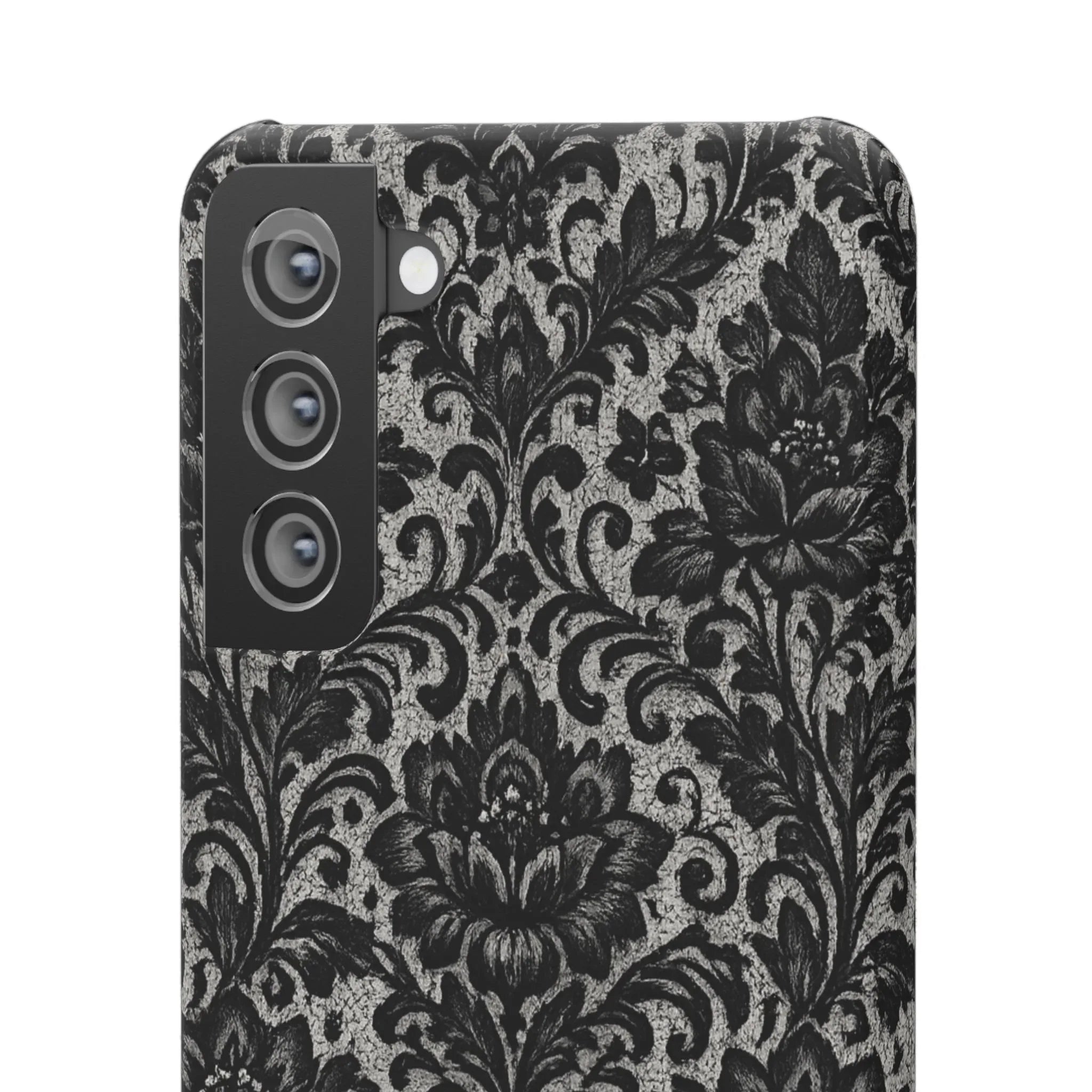 Black Damask Floral Phone Case for iPhone 11-17 and Galaxy S20-S25 - KARARMDESIGN