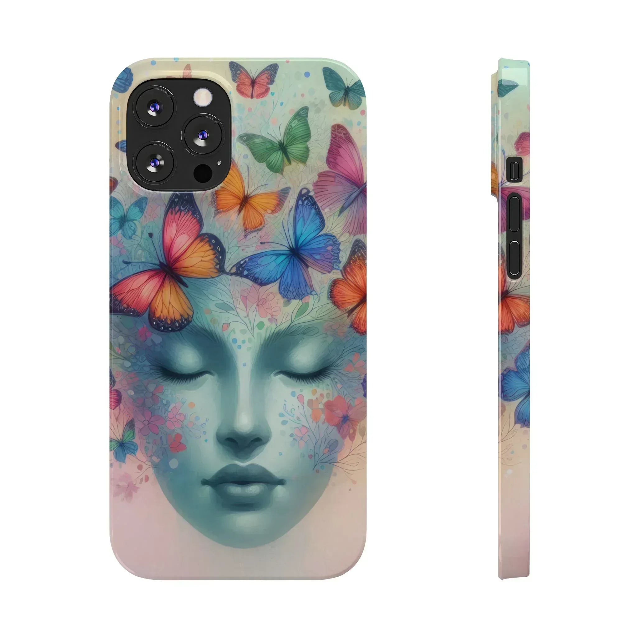 Butterfly Bloom Dreamy Woman Phone Case for iPhone - KARARMDESIGN