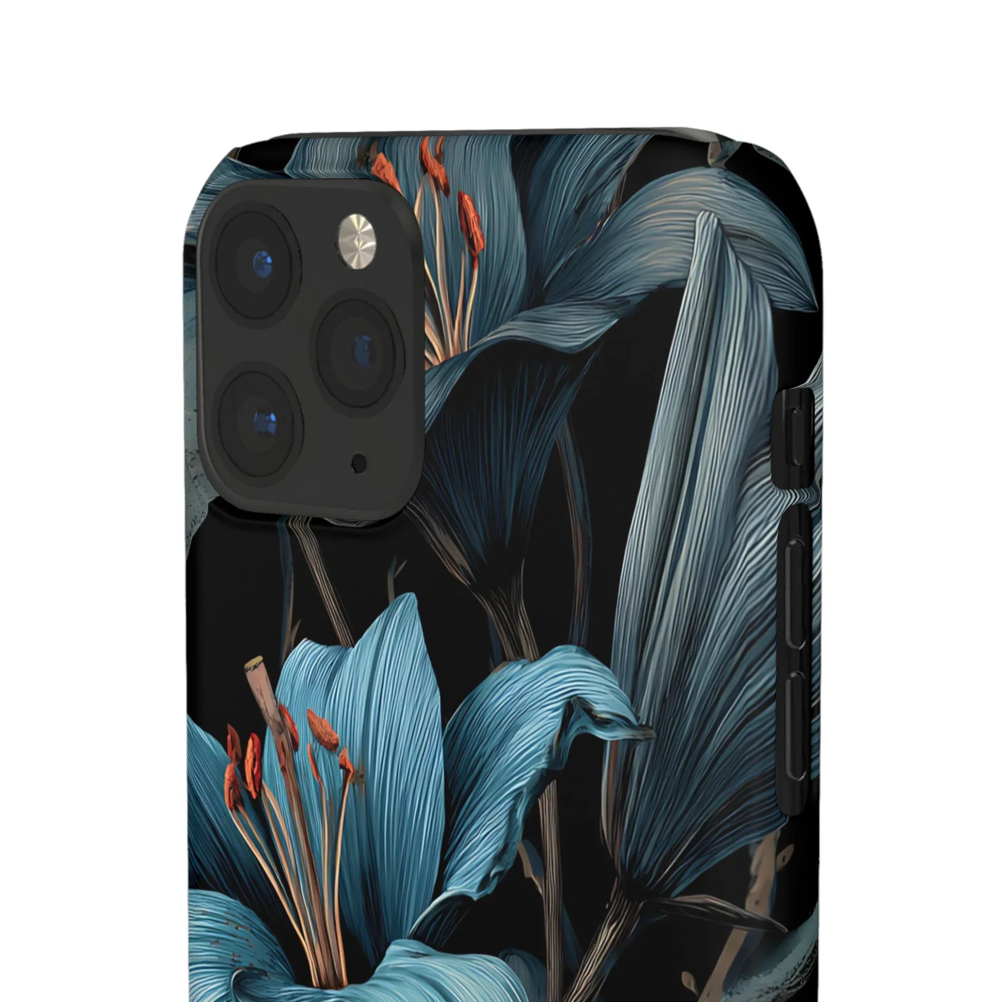 Blue Lily Floral Phone Case for iPhone 11-17 and Galaxy S20-S25 - KARARMDESIGN