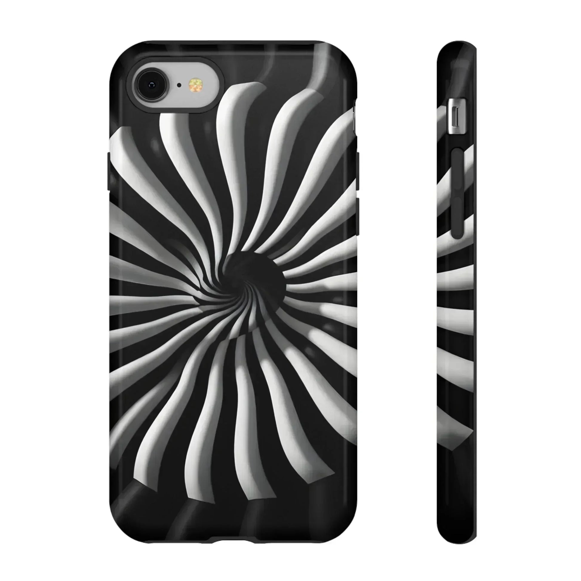 Hypnotic Black and White Spiral Phone Case for iPhone & Galaxy - KARARMDESIGN